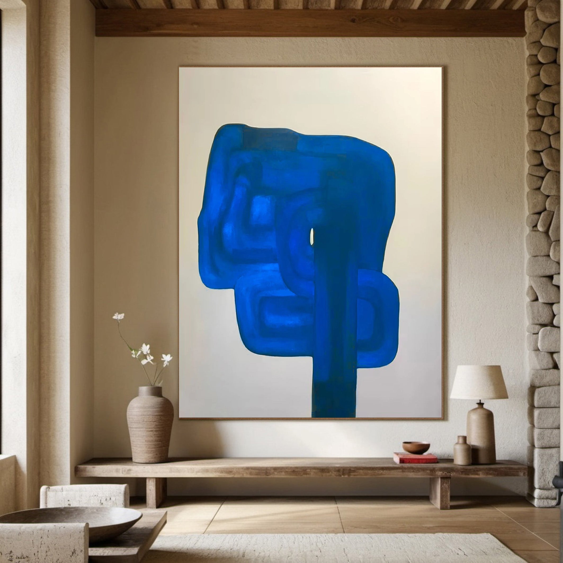 Blue Monolith: Abstract Expressionist, Vibrant Blue Canvas #BGA 119