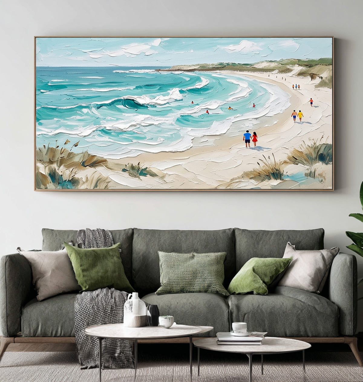 Turquoise Ocean Waves White Surf Textured Coastal Wall Art Painting