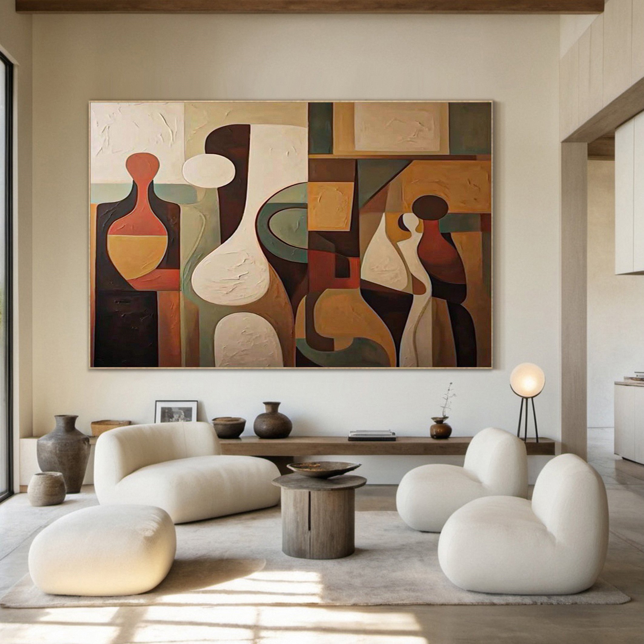 Echoes of Form: Cubist Inspired Art, Textured Abstraction #BGA 140