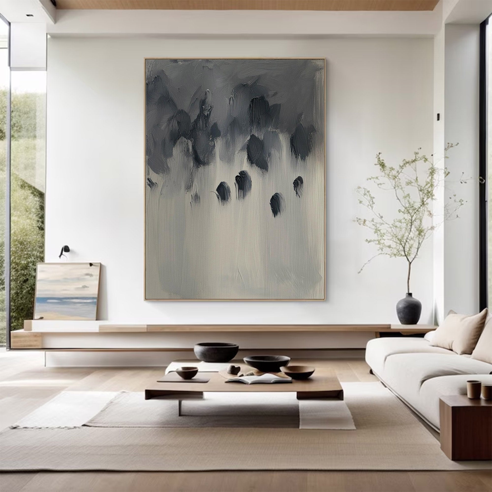 Modern Large Monochrome Abstract Art | ArtvistaGallery  #WG 116