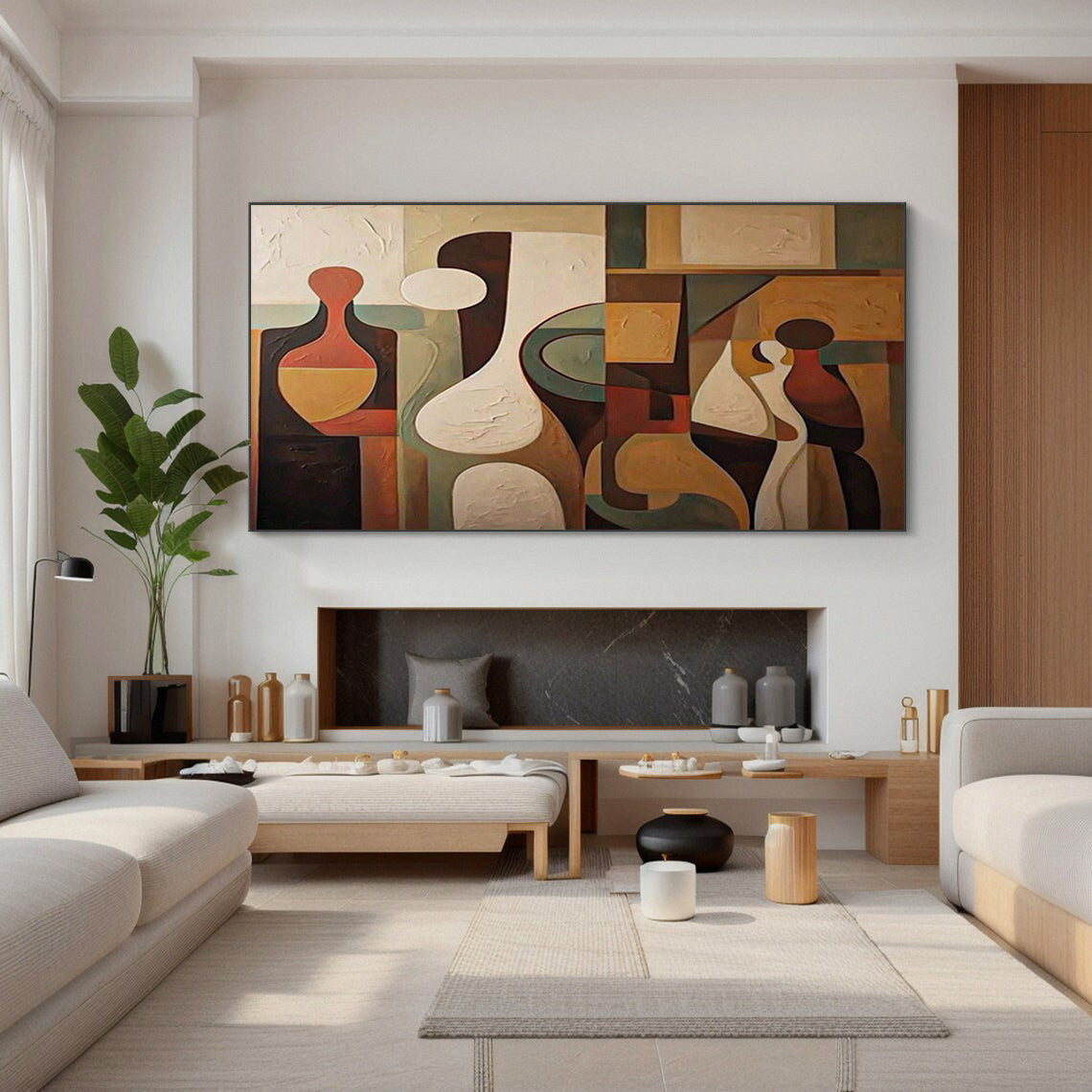 Echoes of Form: Cubist Inspired Art, Textured Abstraction #BGA 140