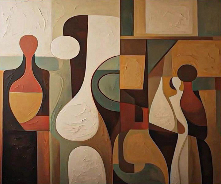 Echoes of Form: Cubist Inspired Art, Textured Abstraction #BGA 140