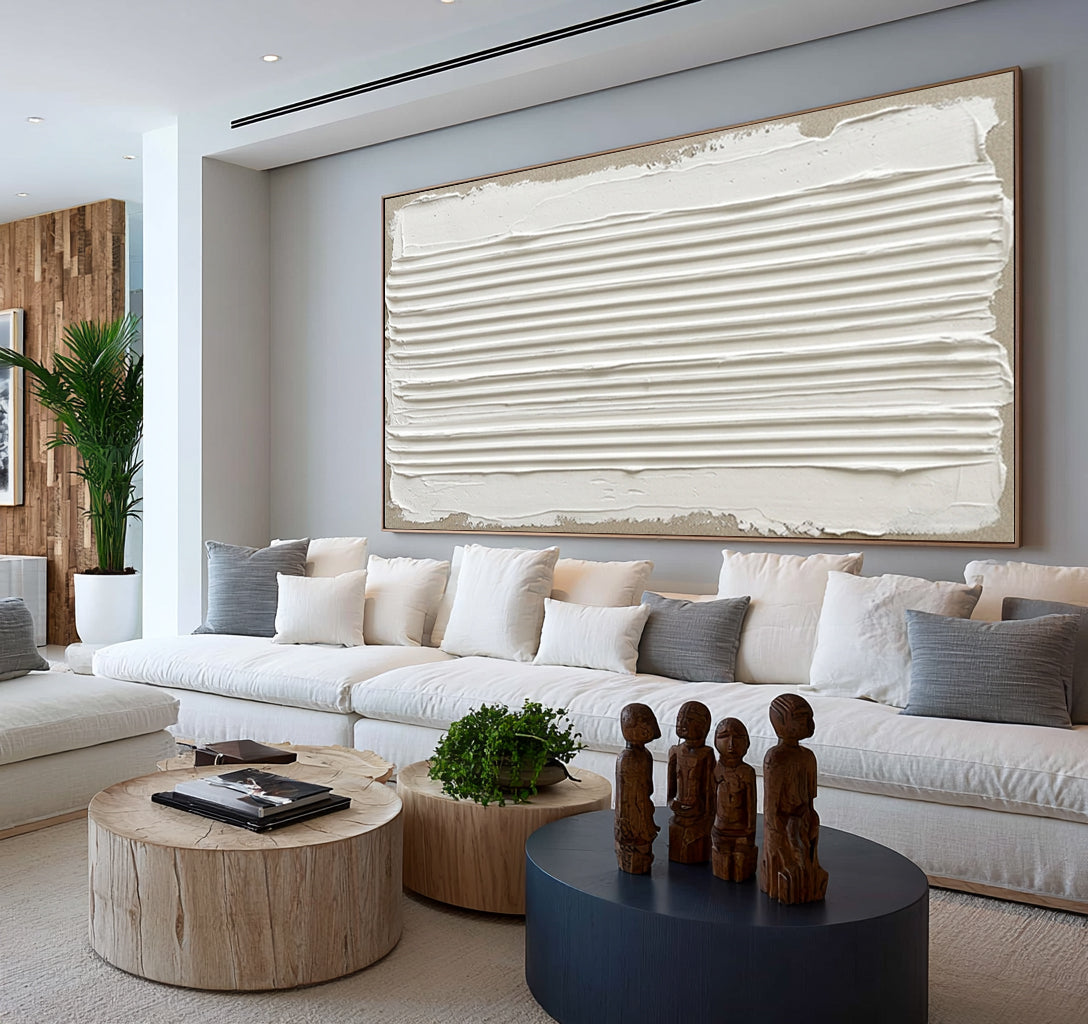 Traces Left By Moving Water Large Textured Wall Art Horizontal Relief Painting Modern Abstract Home Decor
