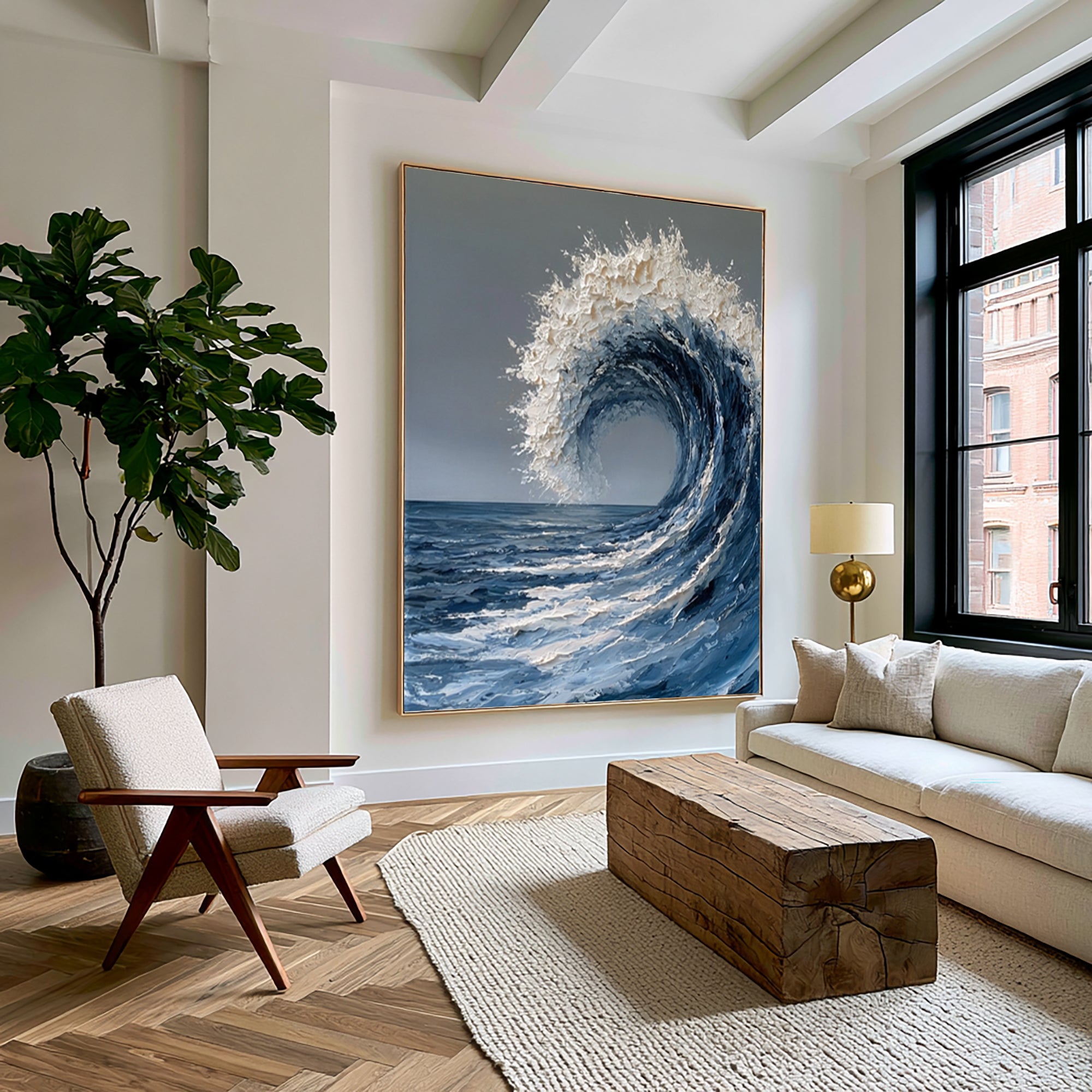 Large Contemporary Ocean Seascape Wall Art Textured Oil Painting Wave Artwork Cowboy Cowgirl Inspired Vintage Americana Modern Home Decor
