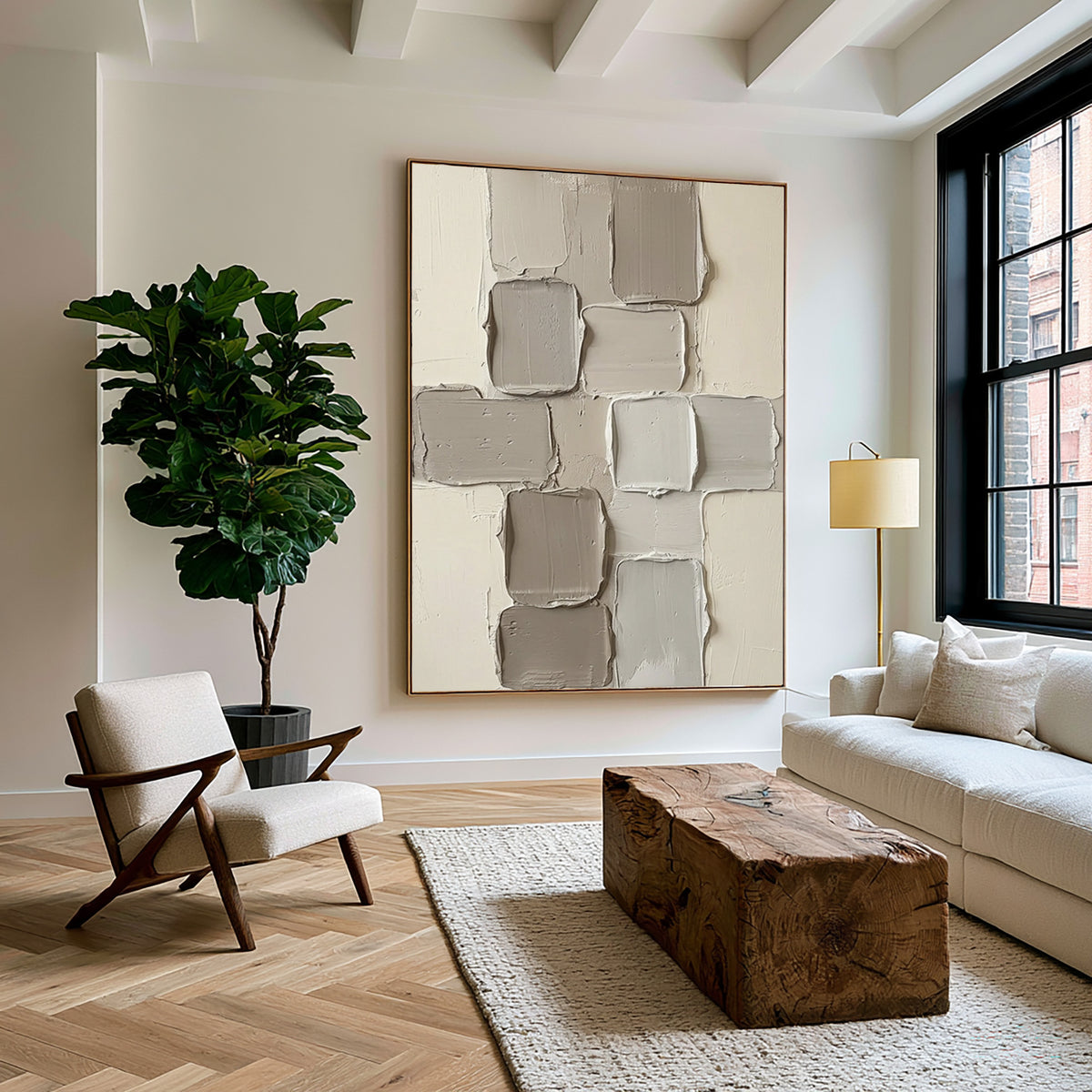 Fragments Suspended In Soft Light Large Neutral Abstract Wall Art Textured Sculptural Relief Painting