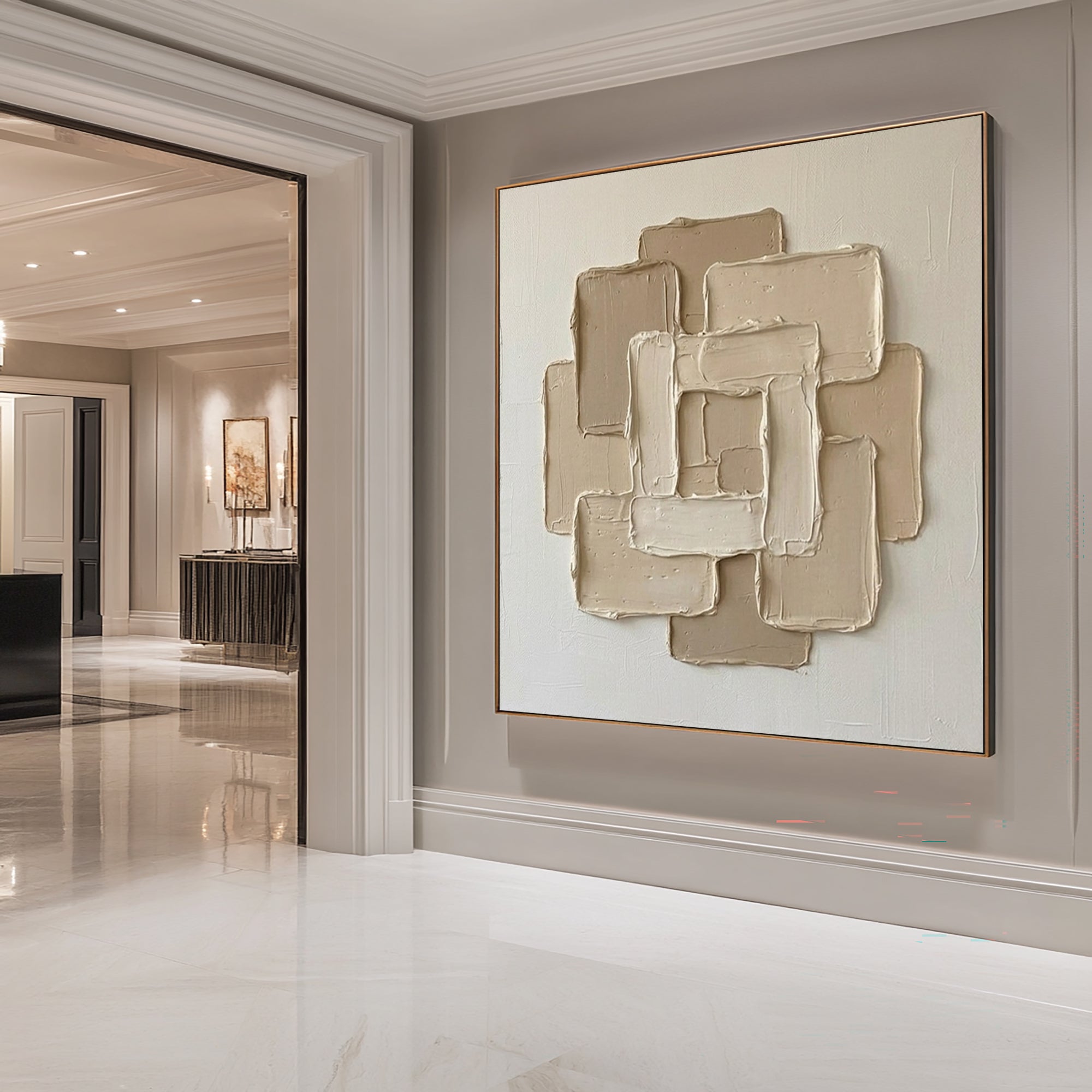 Large Harmony Texture Oil Painting for Luxury Minimalist Interiors