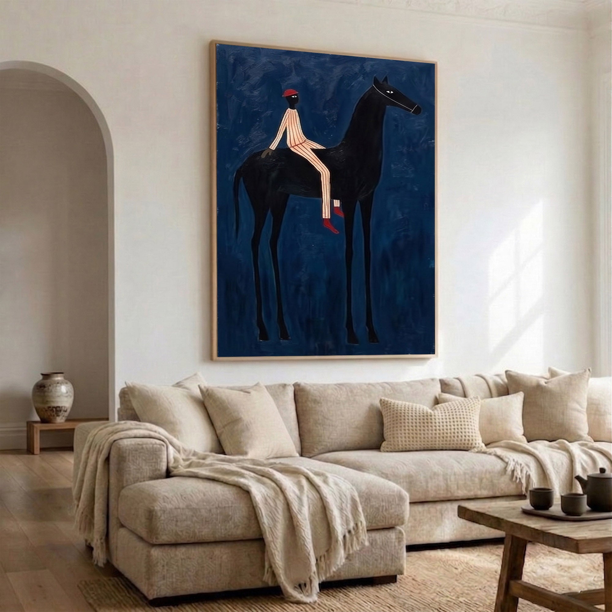 Large Modern Cowboy Wall Art Contemporary Equestrian Painting