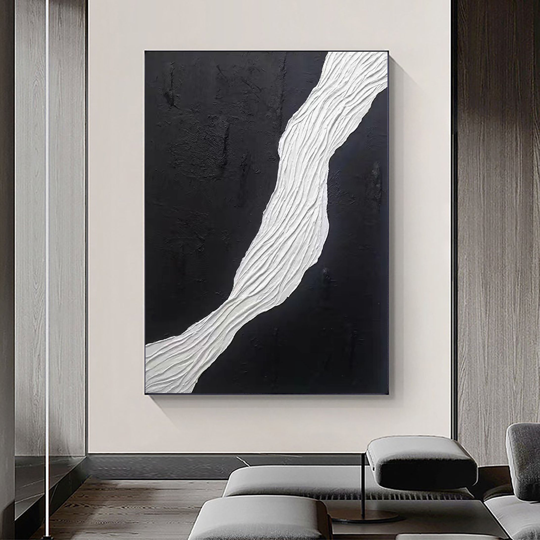 Black & White Abstract Painting #CXA 025