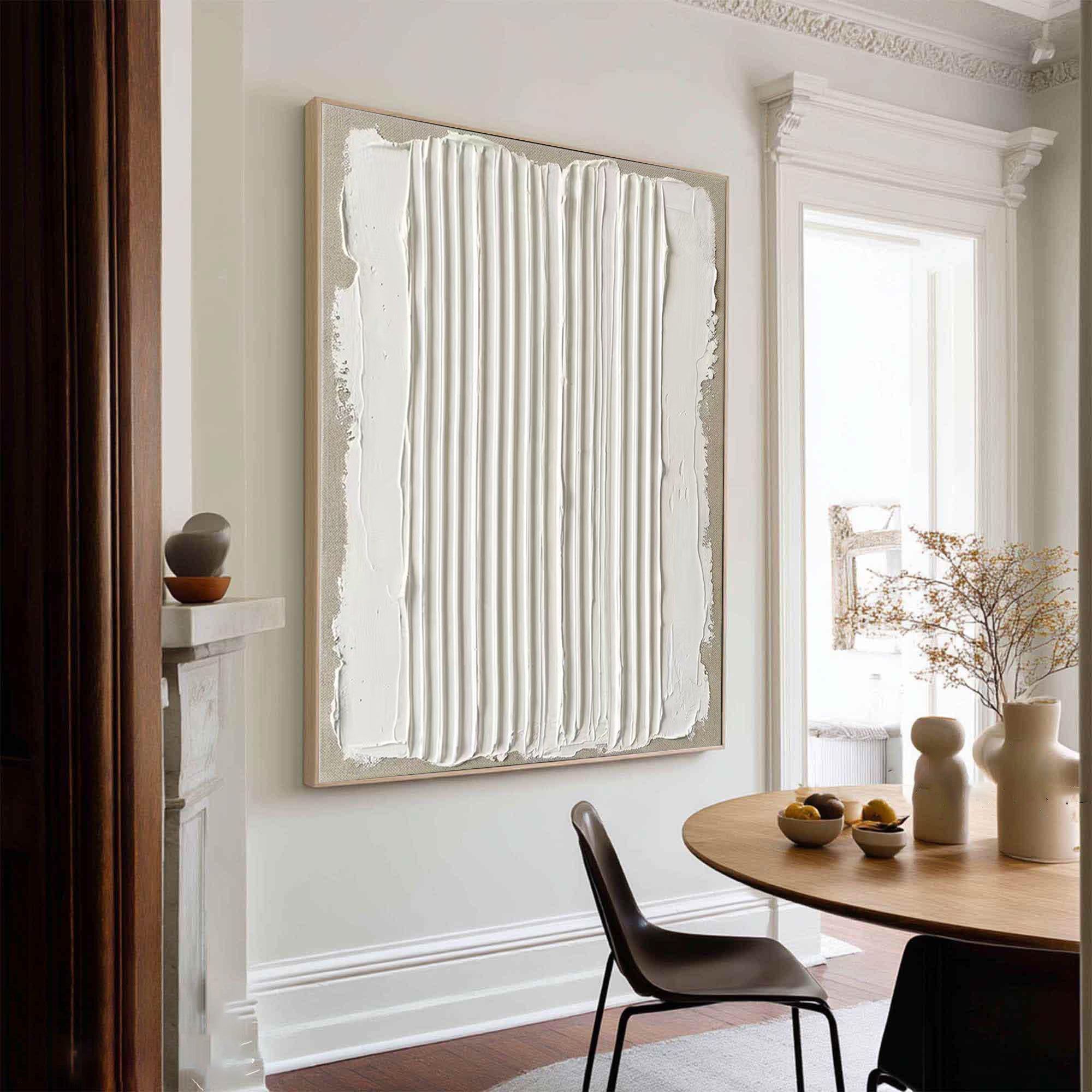 Large Vertical Textured Oil Painting for Minimalist Neutral Wall Decor