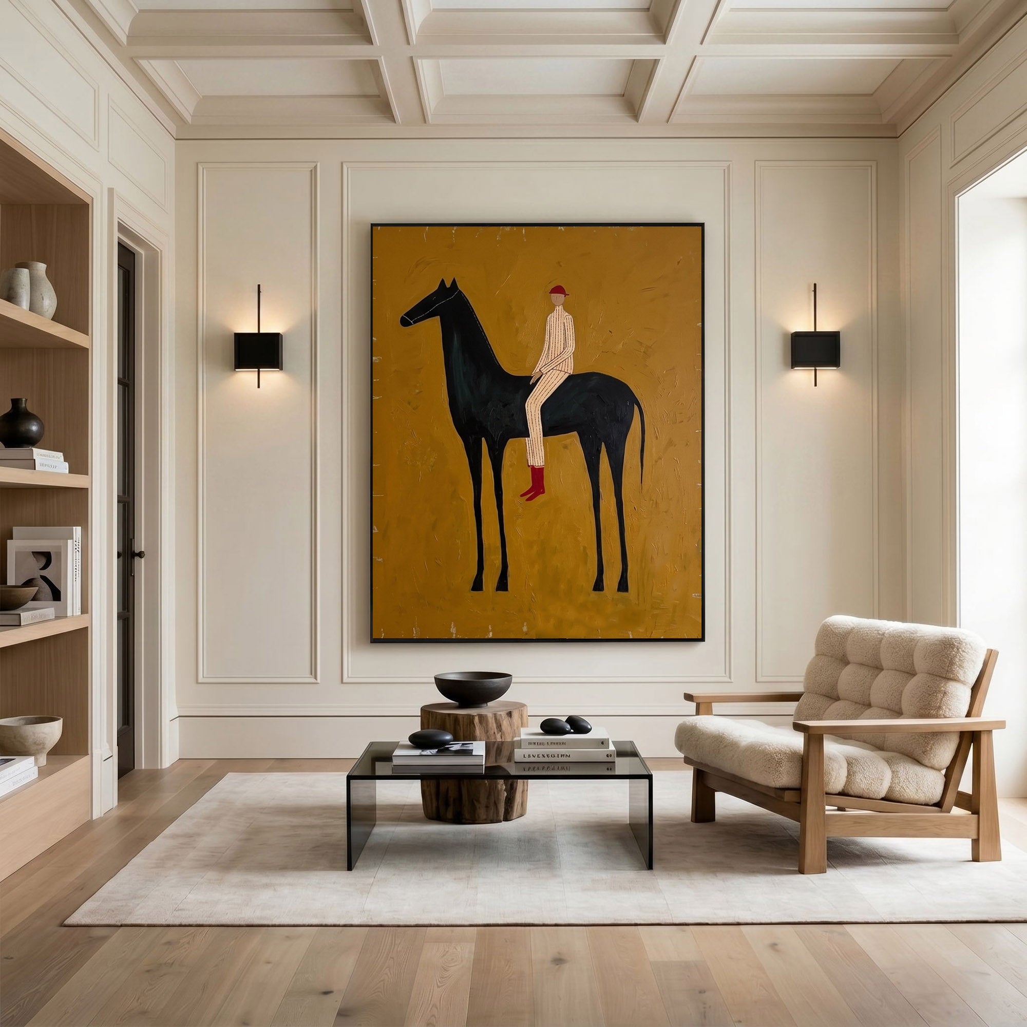 Large Cowboy Horse Wall Art Contemporary Western Minimalist Painting
