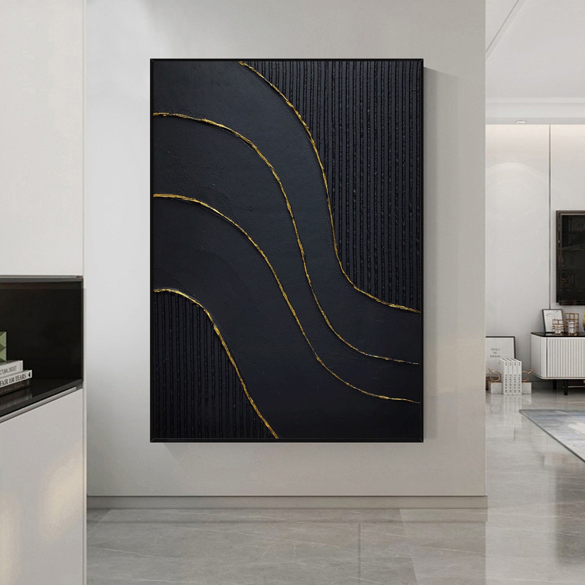 Black Minimalist Abstract Painting #AVG 005