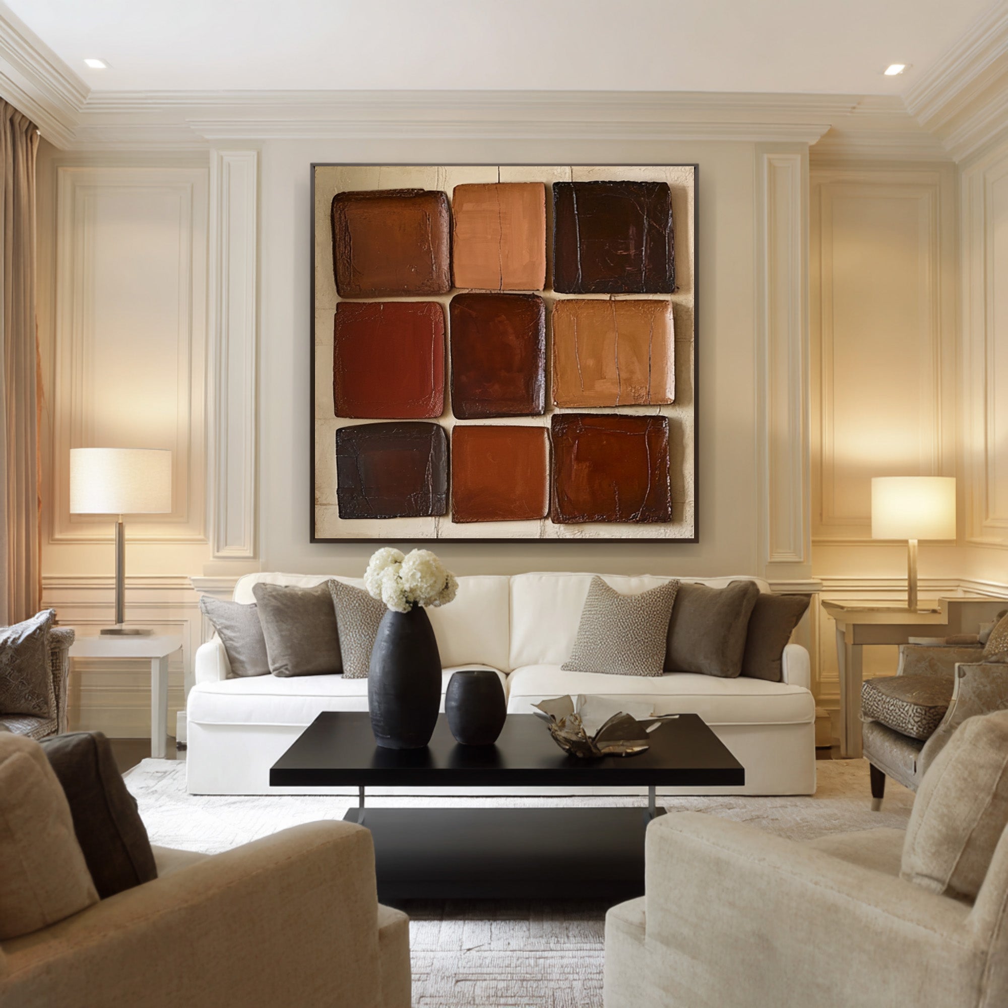 Large Contemporary Abstract Oil Painting, Earth Tone Textured Art for Modern Interior | ArtvistaGallery #WAB 009