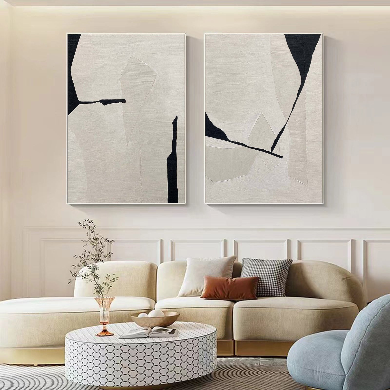 Monochrome Elegance Black White Minimalist Textured Diptych Wall Art Photo Inspiration