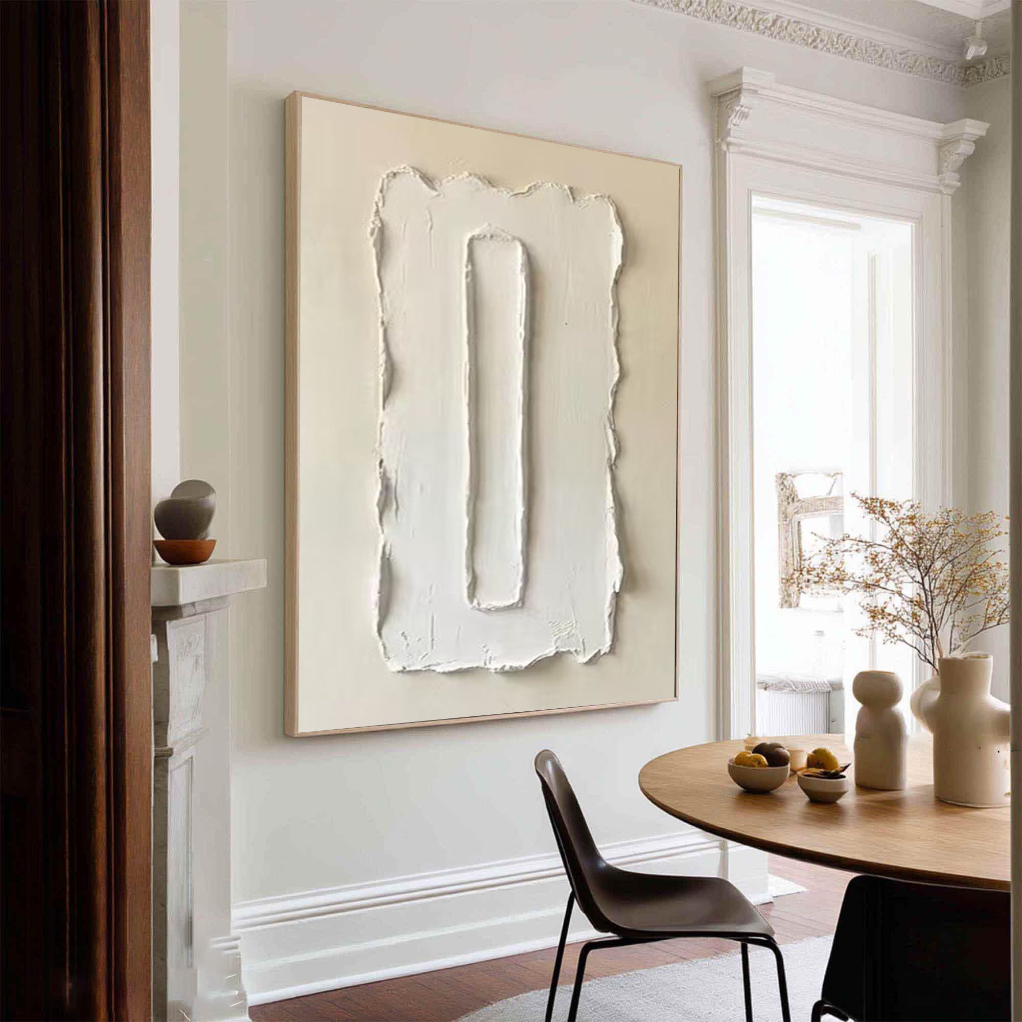 Large Minimalist White Texture Oil Painting for Modern Luxury Interiors  