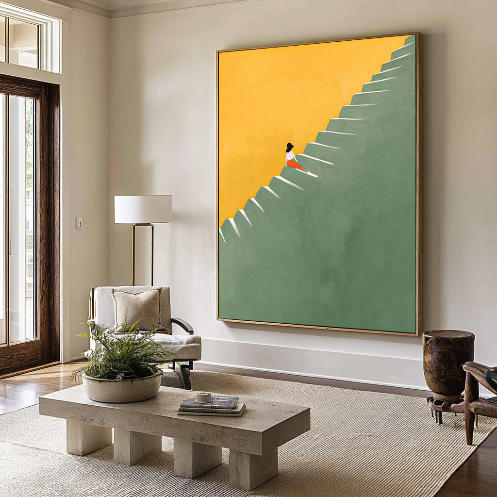 Large Abstract Oil Painting Minimalist Figure Art, Modern Statement Wall Art for Interior | ArtvistaGallery #WAB 011