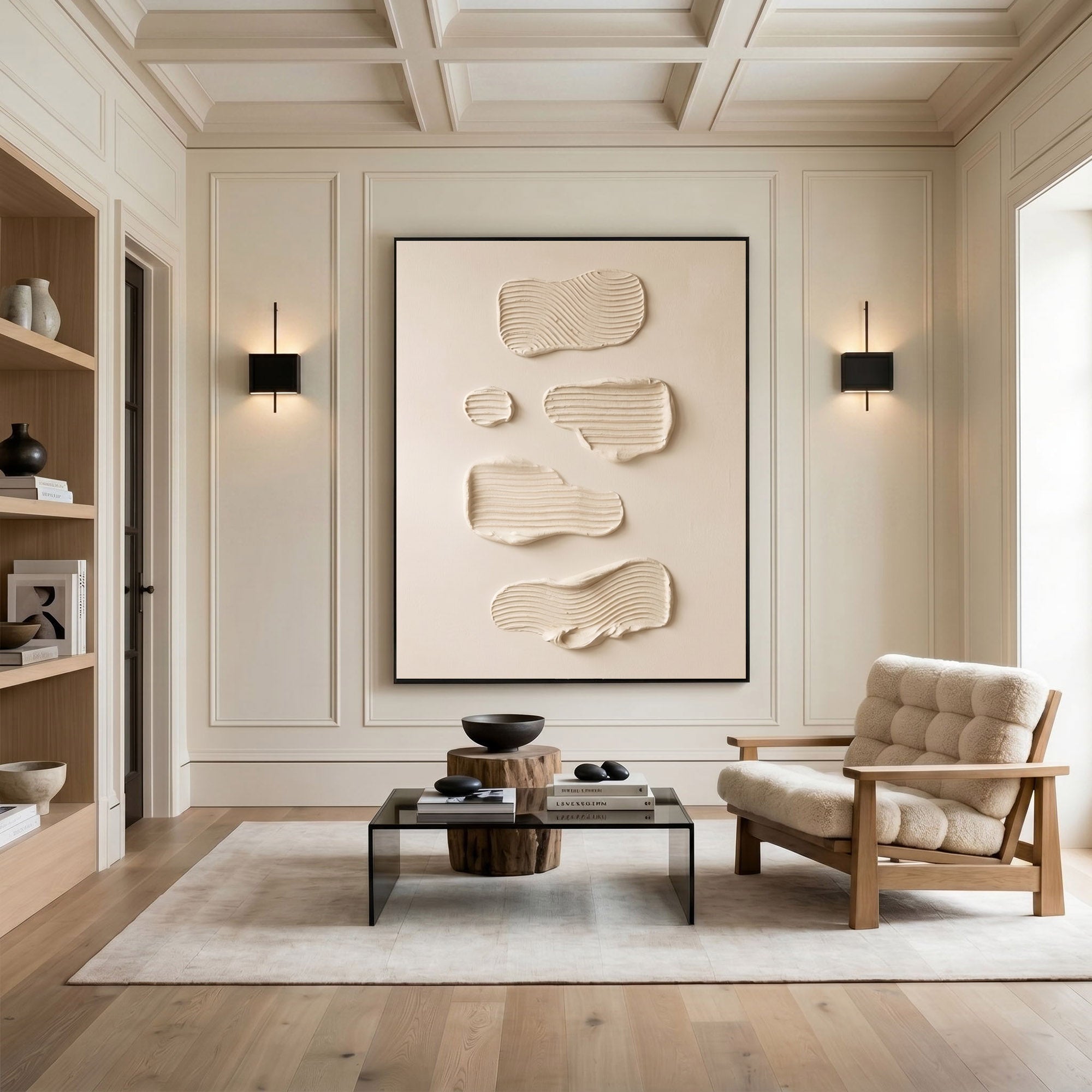 Large Textured Wall Art Minimalist Abstract Plaster Painting Neutral Modern Contemporary Home Decor