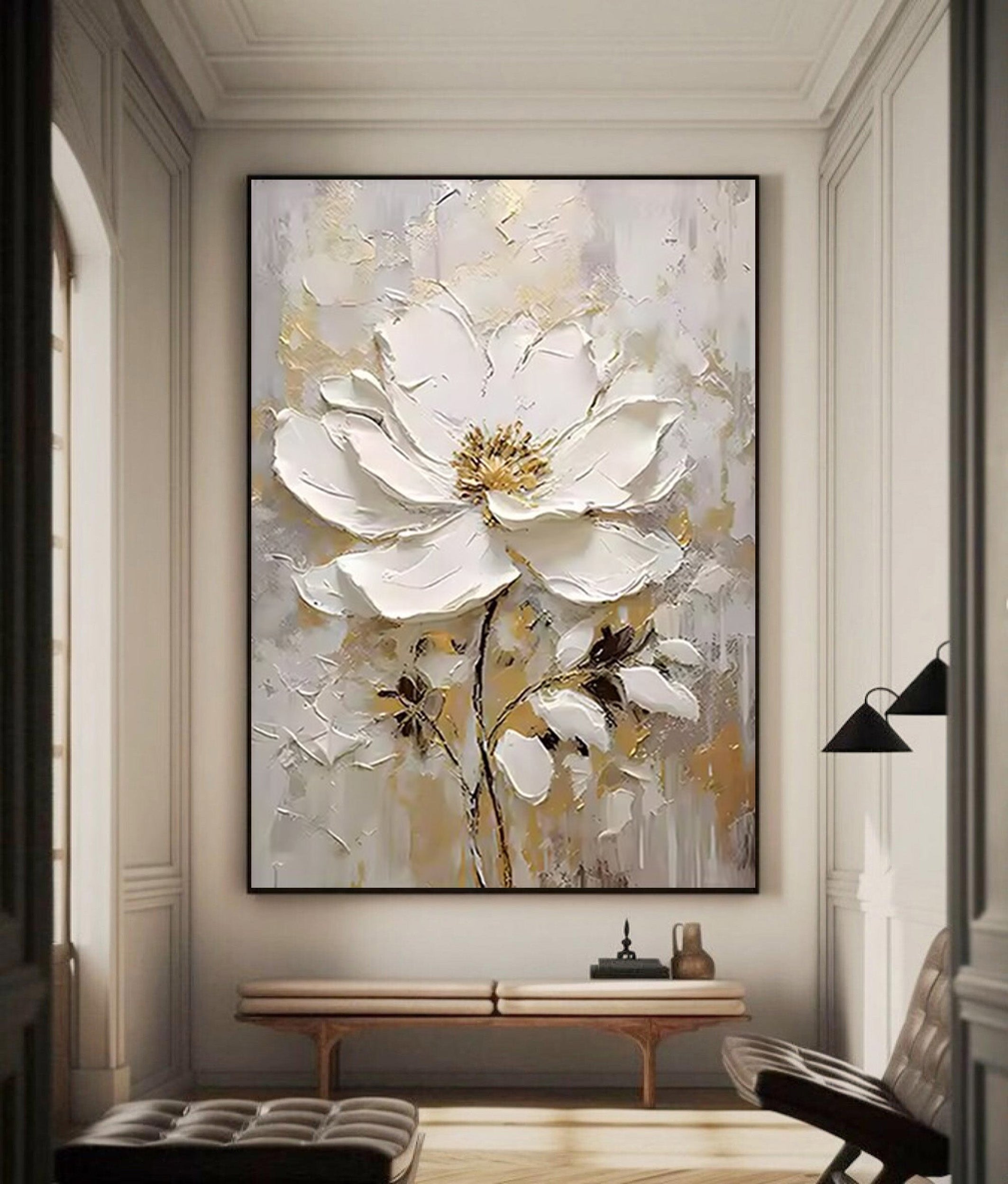 Executive Bloom: Large 3D Floral Canvas, Home Statement Art #BGA 126