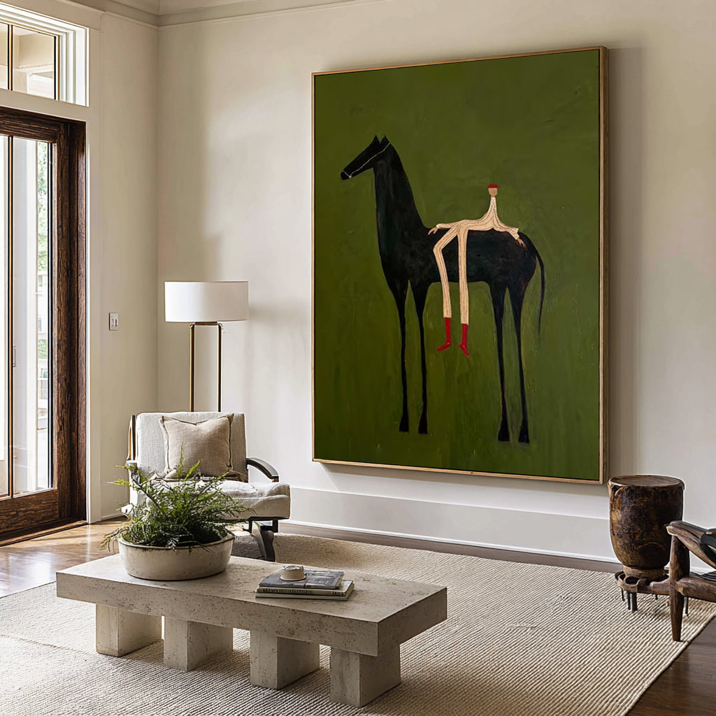 Large Surreal Horse Painting Contemporary Figurative Wall Art 