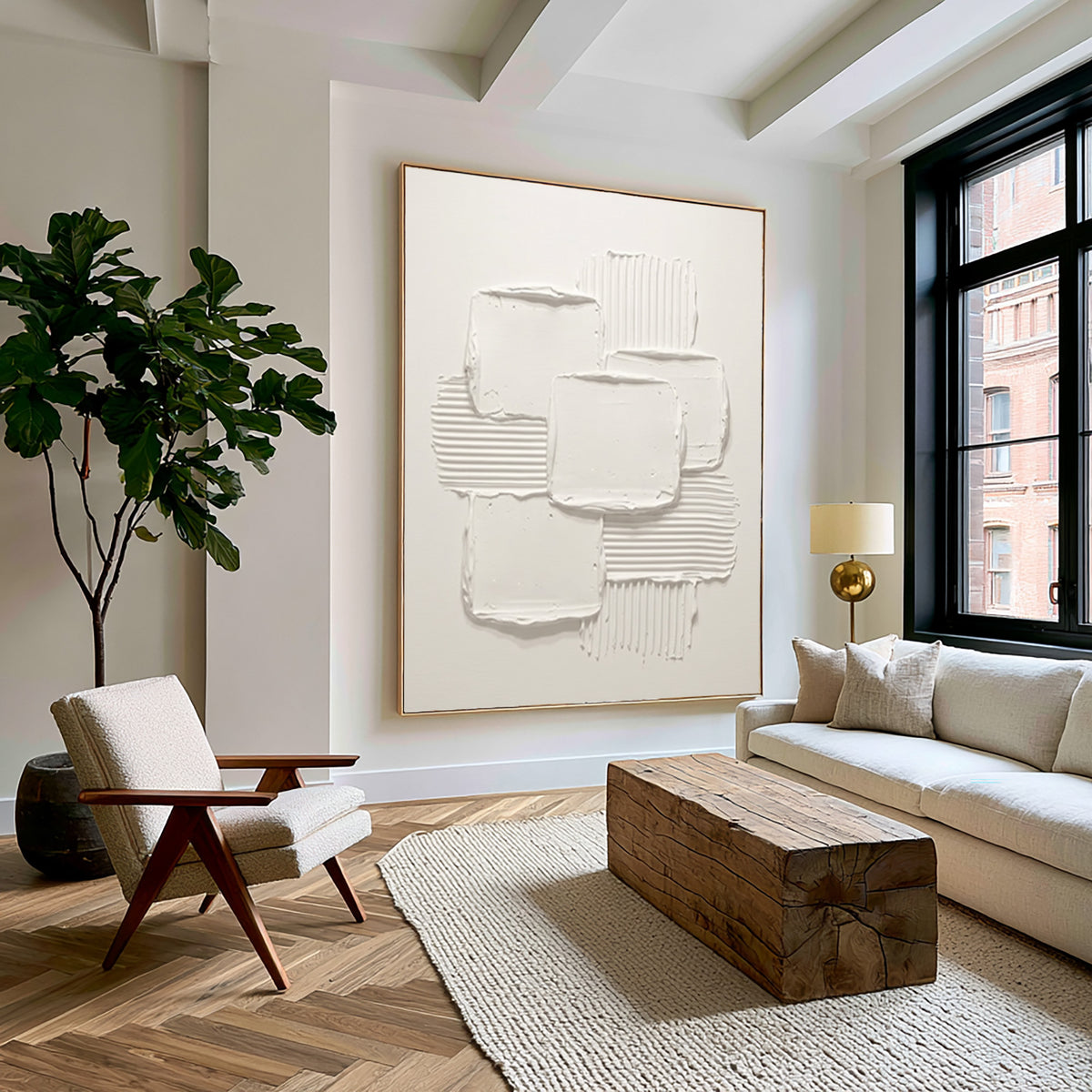 Balance Of Forms And Texture Large White Abstract Wall Art Textured Relief Contemporary Minimalist Artwork
