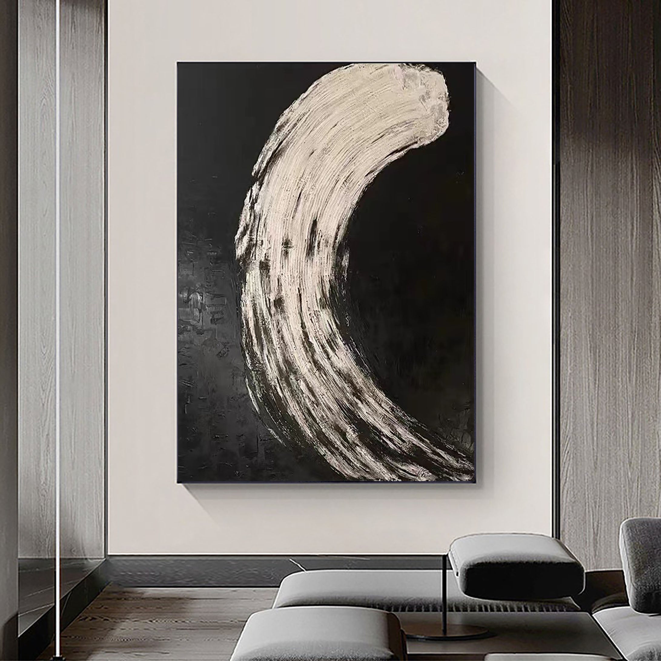 Black & White Abstract Painting #CXA 029