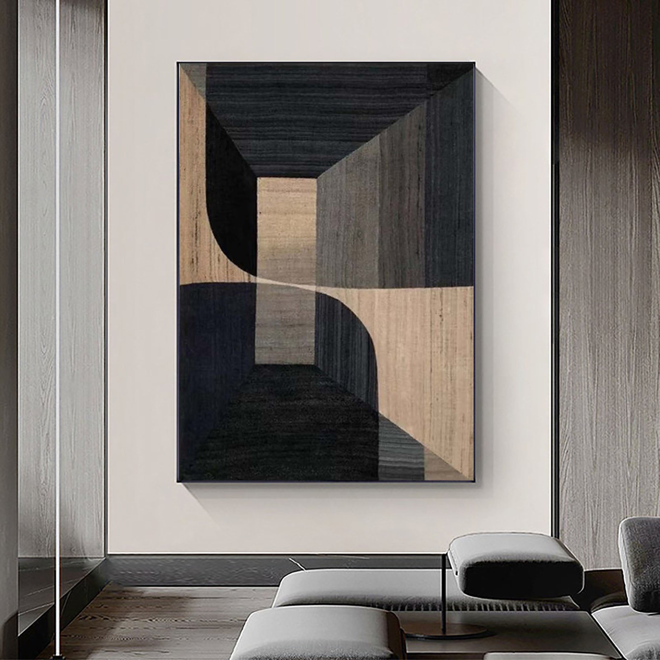 Beige & Brown Abstract Painting #LL 013