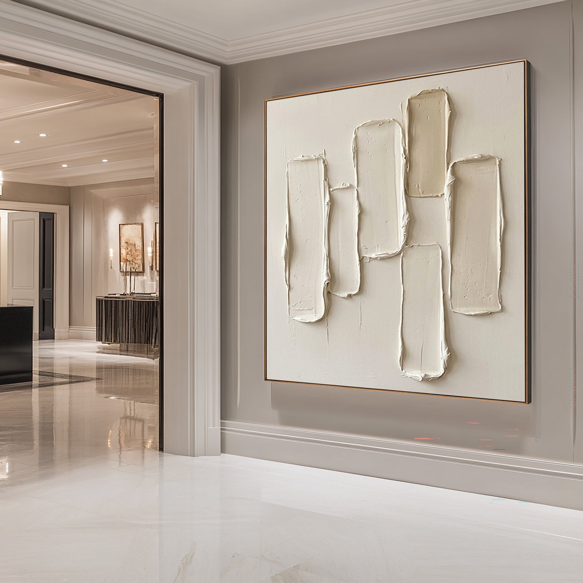 Large Architectural Rhythm Textured Wall Art Neutral Contemporary Relief Painting 