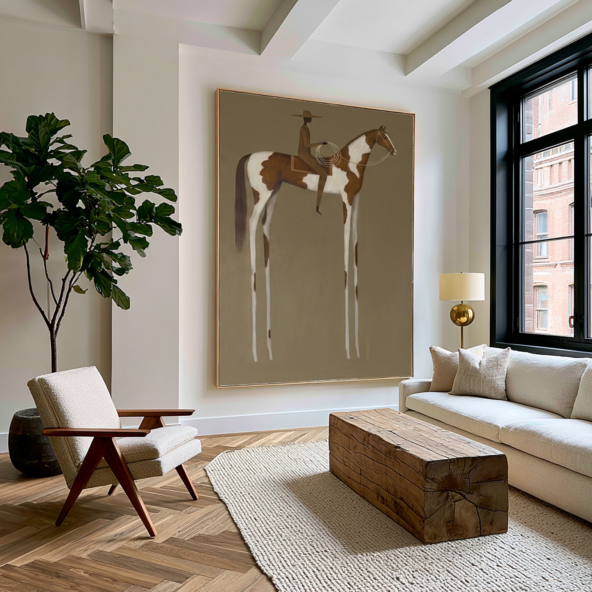 Large Timeless Equestrian Wall Art Horse Rider Oil Painting Cowboy Cowgirl Inspired Vintage Americana Western Artwork Modern Home Decor