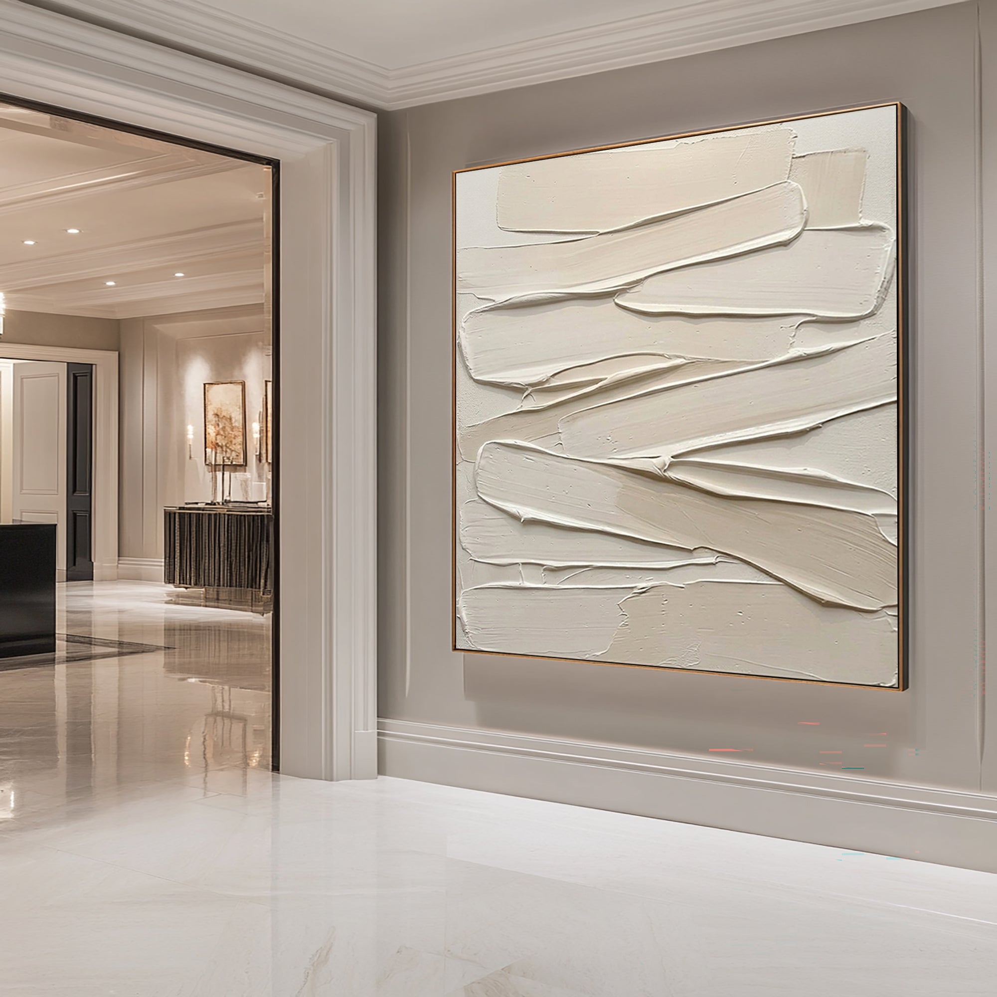 Large Neutral Textured Wall Art Hand Painted Minimalist Canvas 