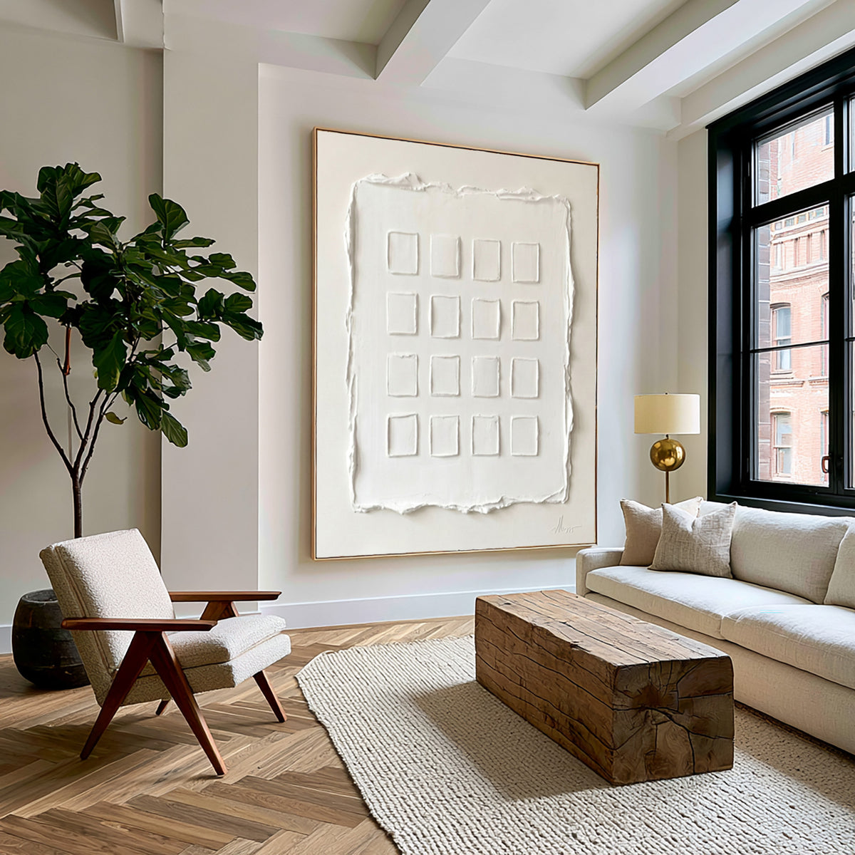 Fragments Of Order And Light White Abstract Wall Art Textured Relief Contemporary Painting
