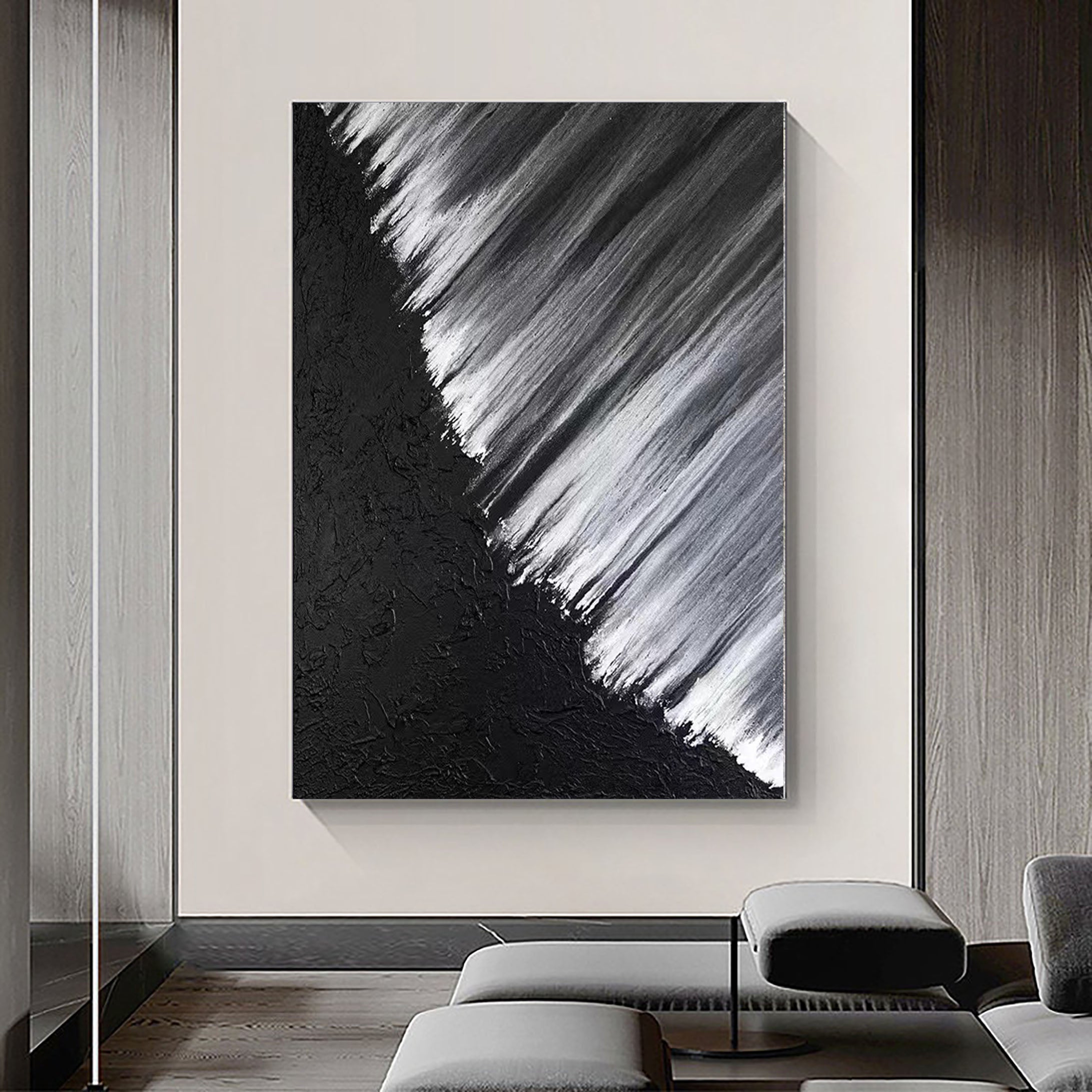 Black & White Abstract Painting #CXA 026