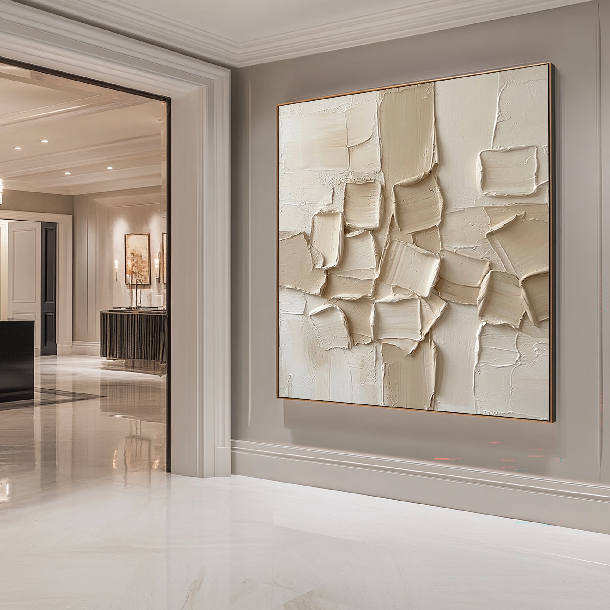 Large Layered Surface Composition Wall Art Contemporary Neutral Relief Painting
