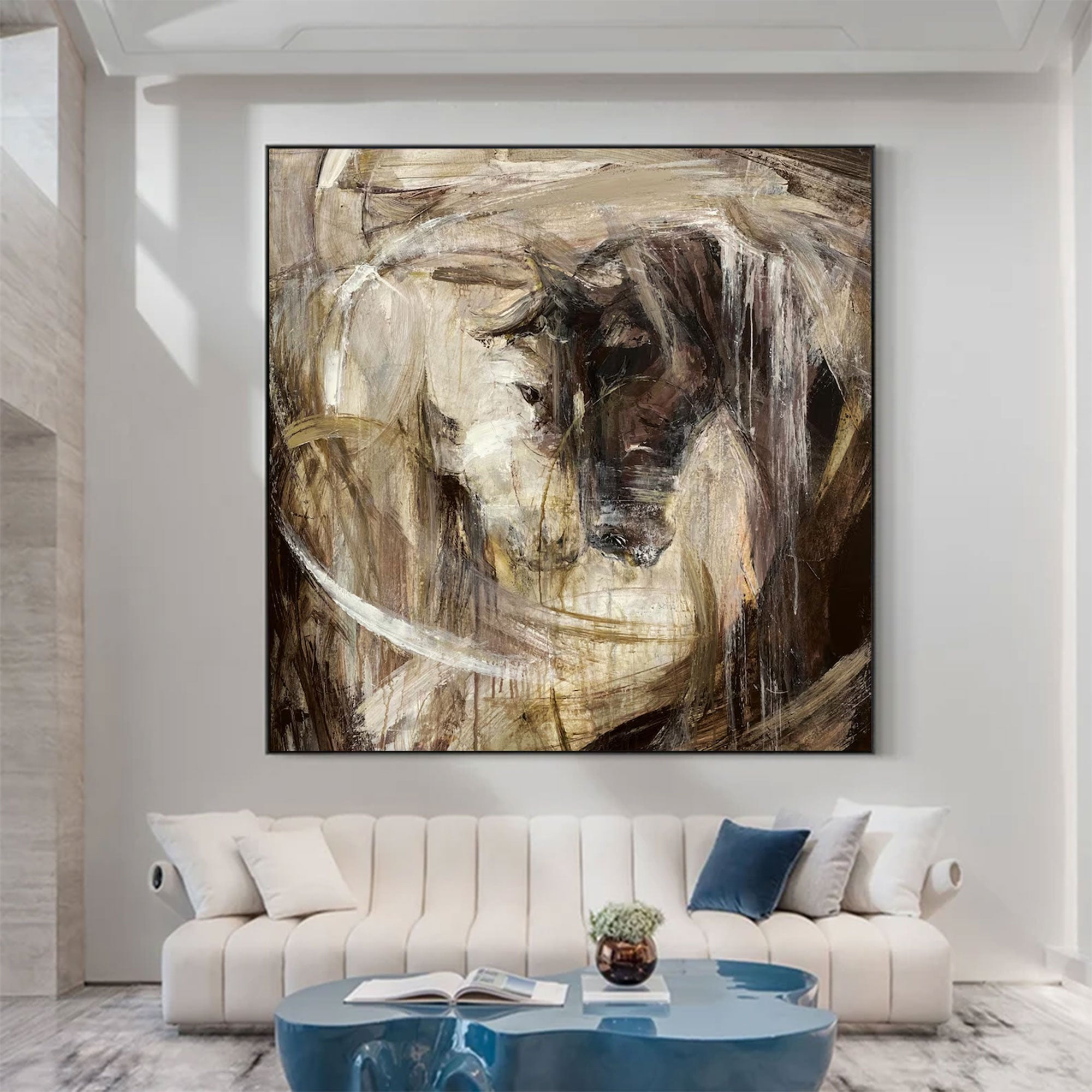 Large Abstract Neutral Swirl Art | ArtvistaGallery  #WGA 026