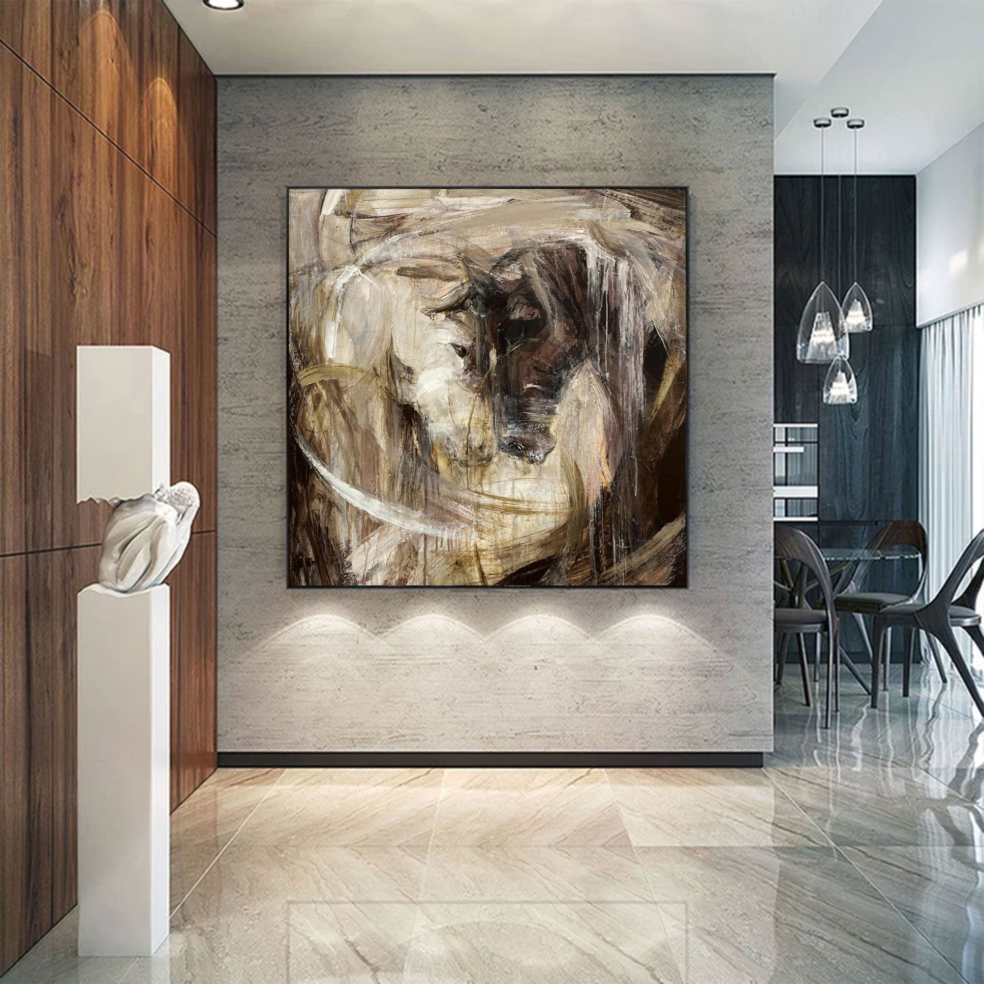 Large Abstract Neutral Swirl Art | ArtvistaGallery  #WGA 026