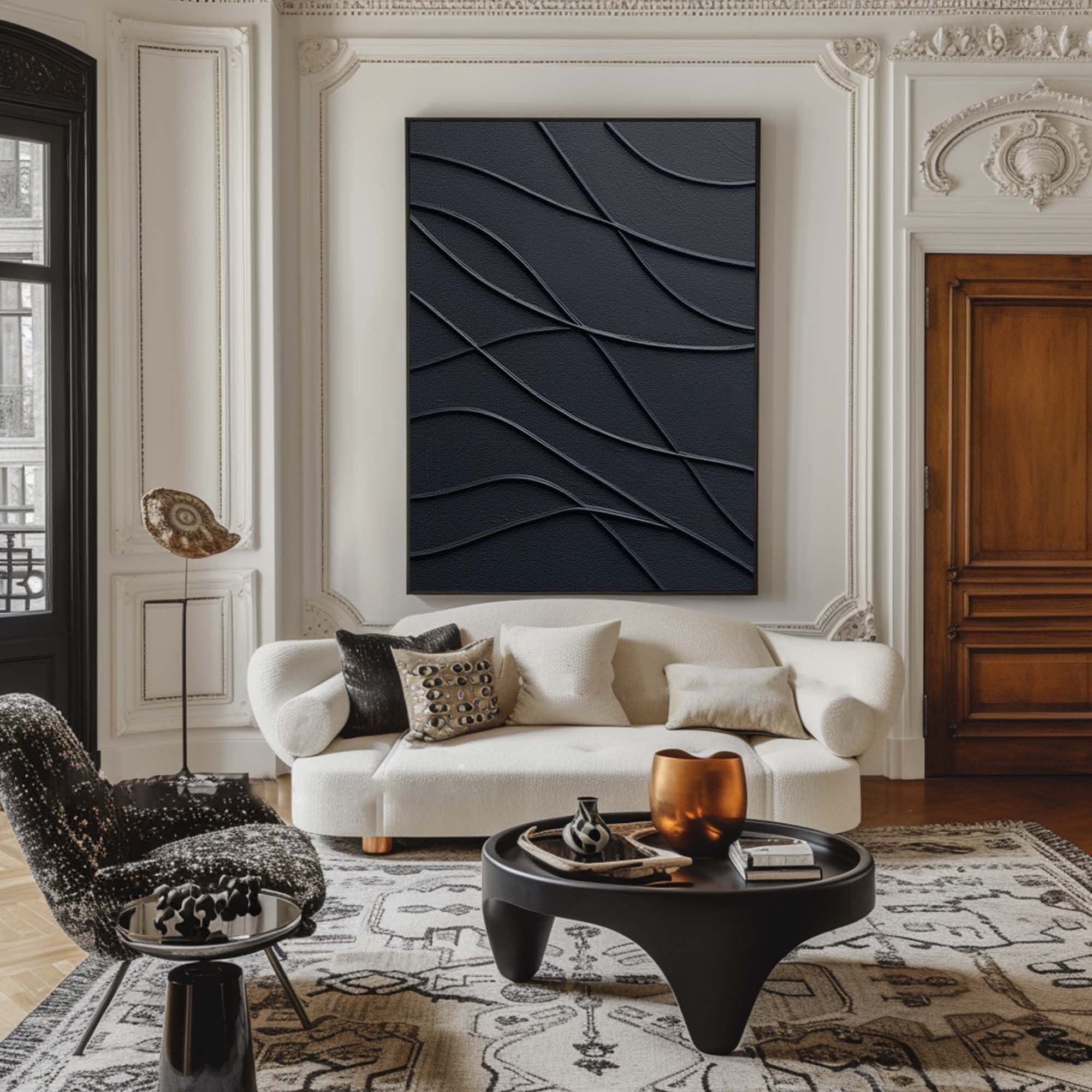 Large Black Canvas Art - Textured Wall Art for Contemporary Homes #BBA 059