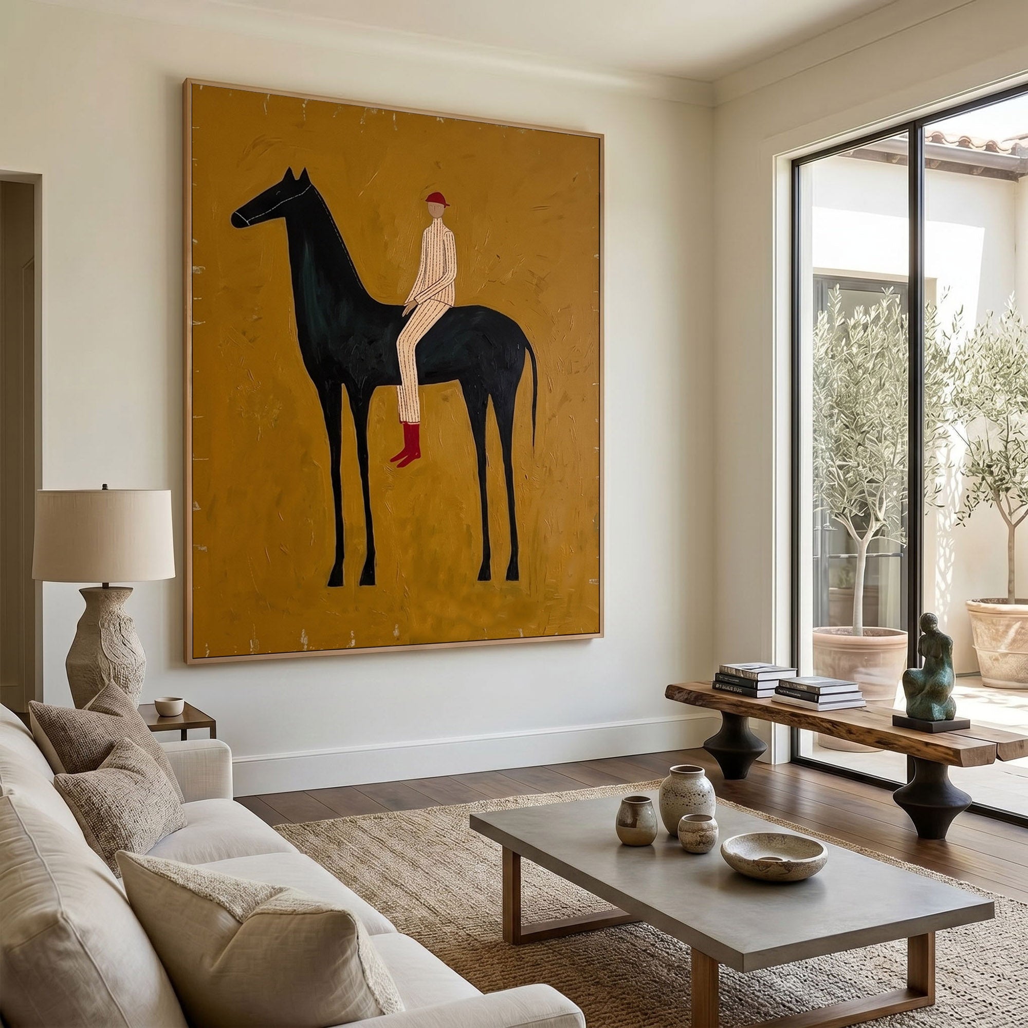 Large Cowboy Horse Wall Art Contemporary Western Minimalist Painting