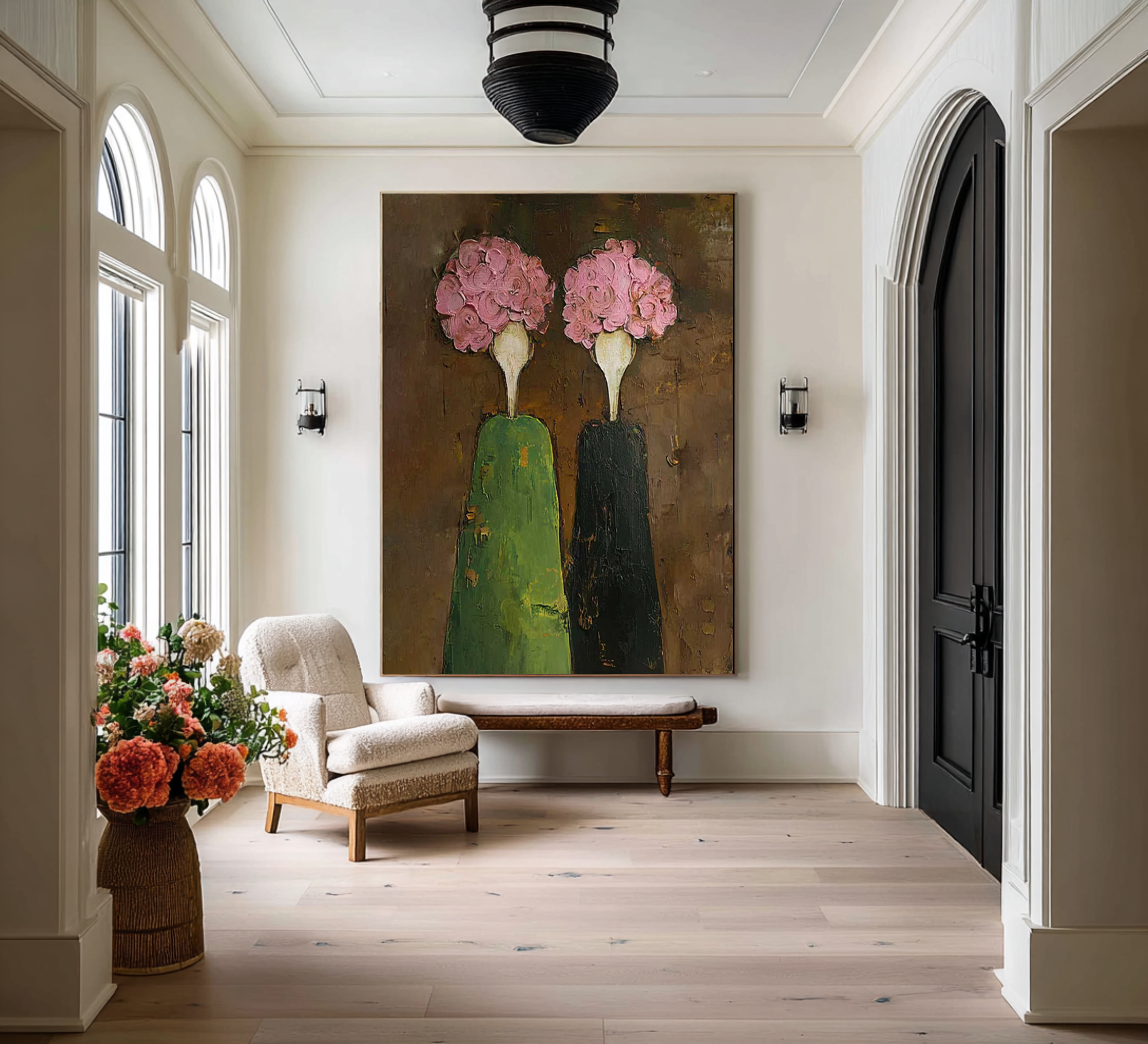 Large Contemporary Figurative Oil Painting – Statement Canvas Art for Entryway Decor #WAB 043