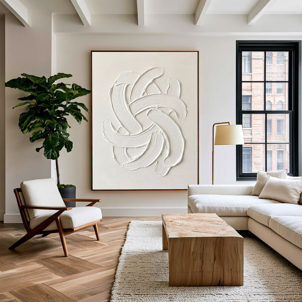 Large Minimal Textured Abstract Wall Art Hand Painted Oil Painting Contemporary Sculpture Inspired Artwork Modern Luxury Home Decor