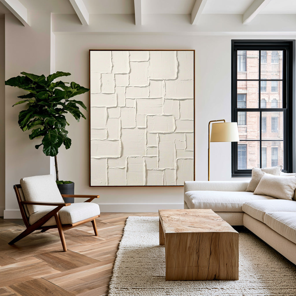 Endless White Layers Large Abstract Wall Art Textured White Relief Contemporary Artwork Luxury Home Decor