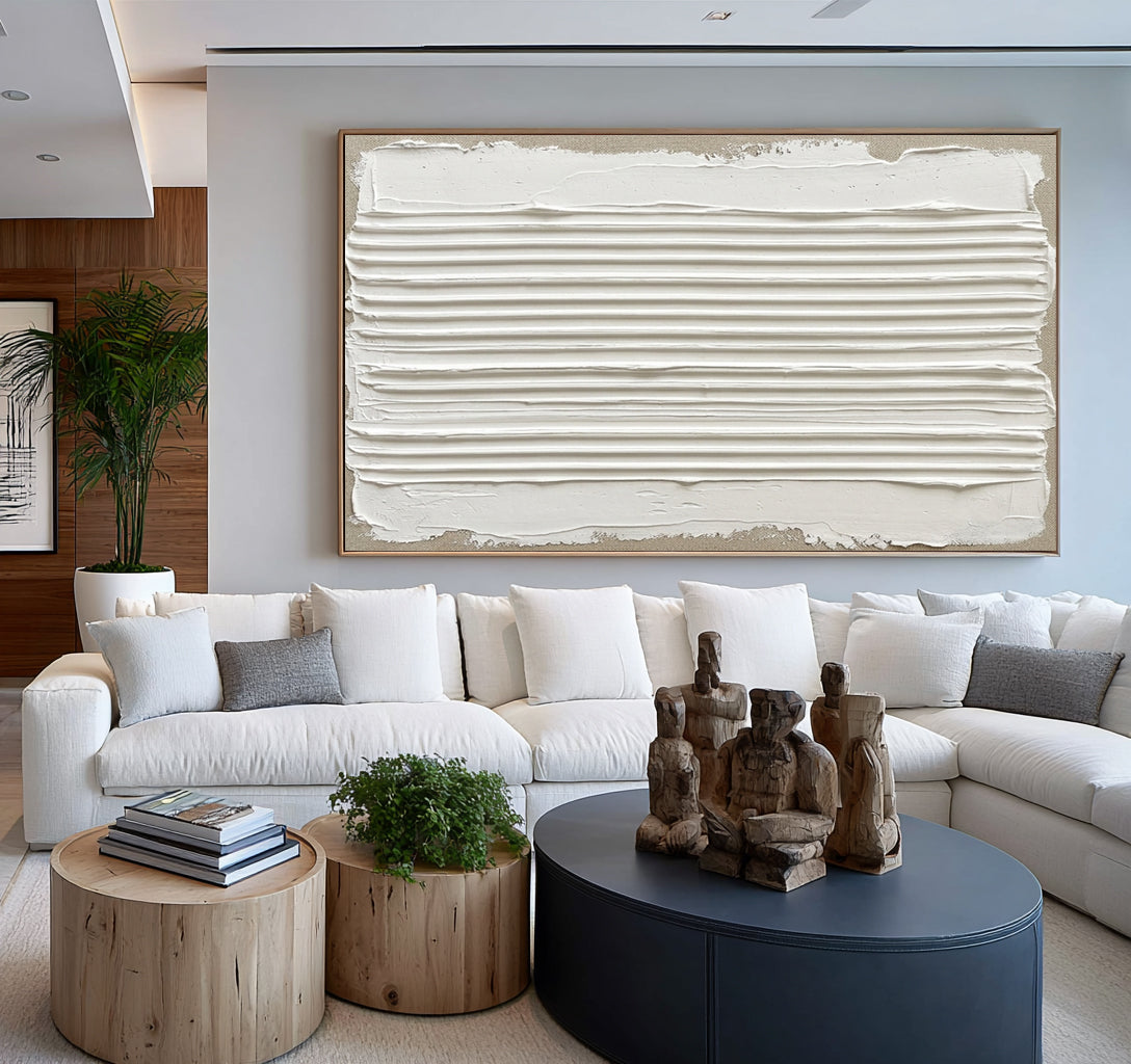 Traces Left By Moving Water Large Textured Wall Art Horizontal Relief Painting Modern Abstract Home Decor