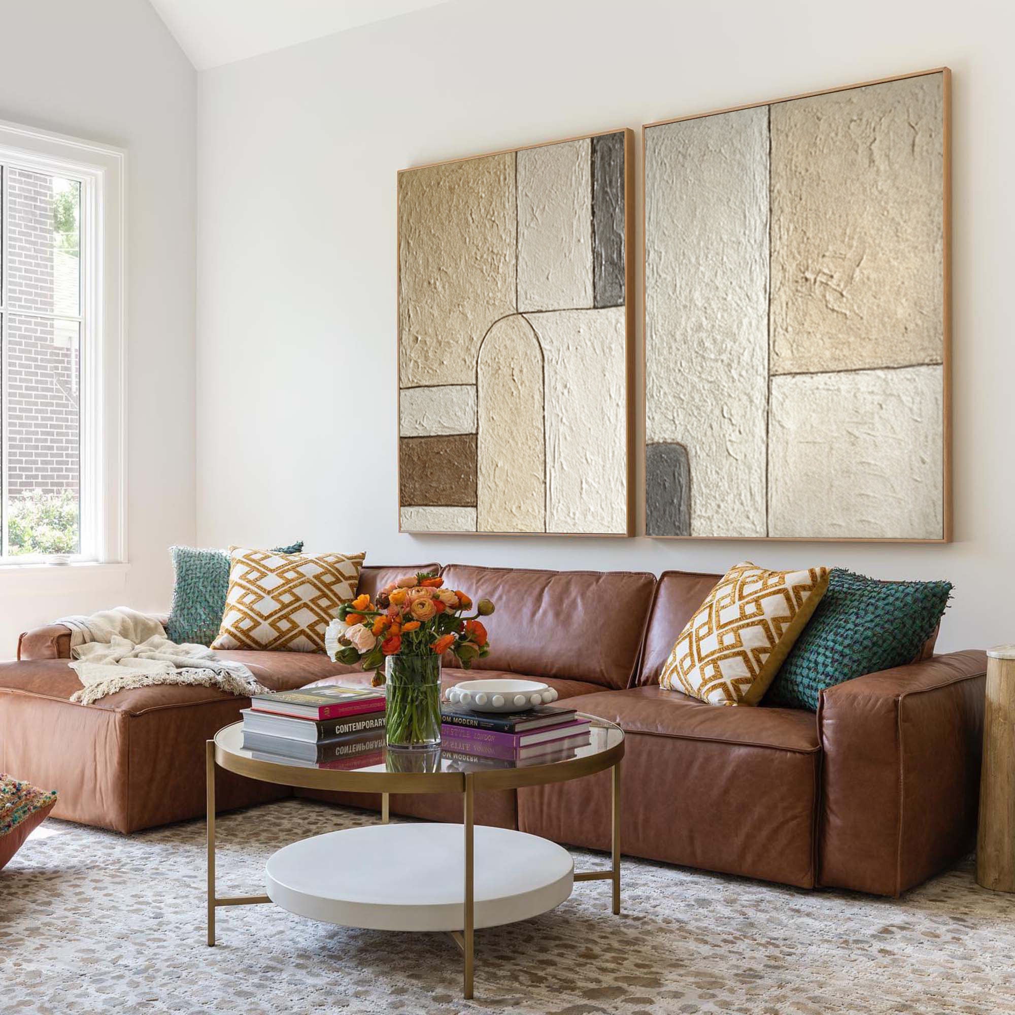 Neutral Abstract Art Set Modern Living Room Decor #WG 047