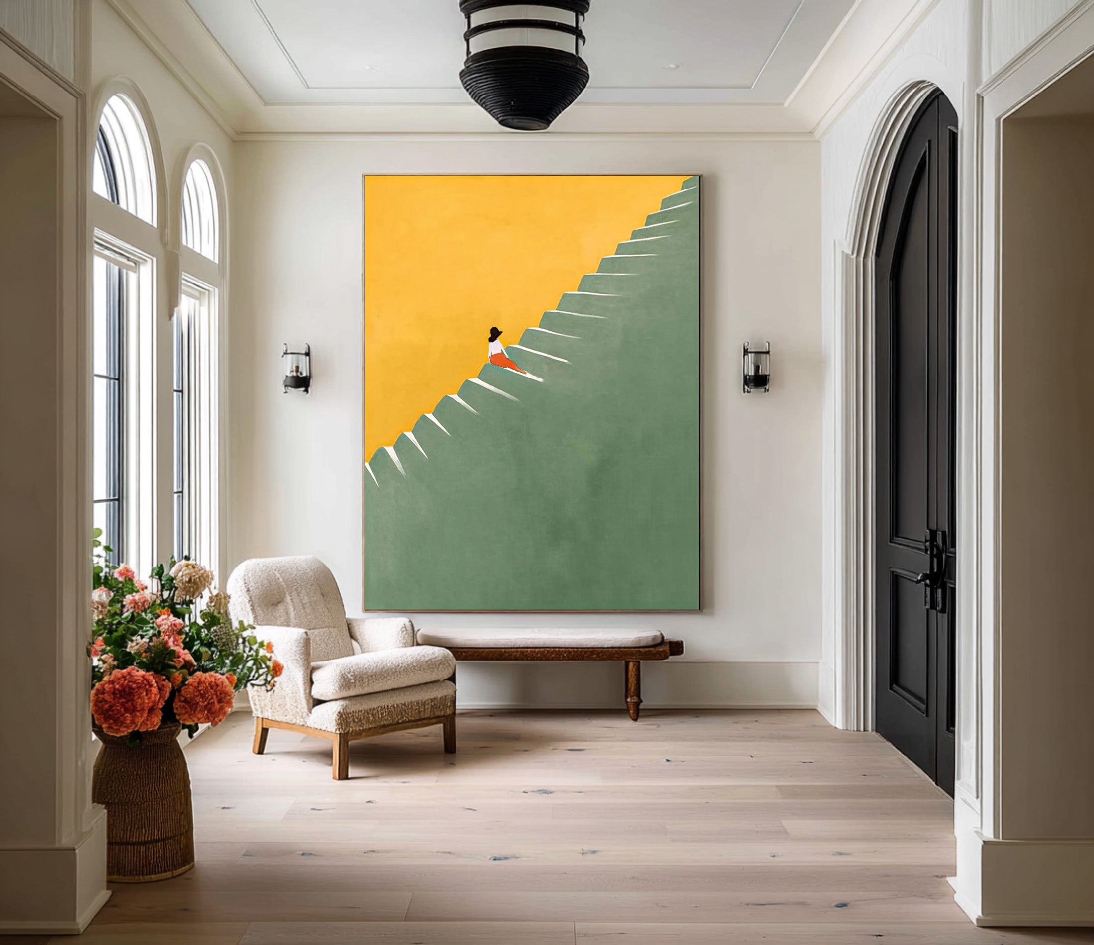 Large Abstract Oil Painting Minimalist Figure Art, Modern Statement Wall Art for Interior | ArtvistaGallery #WAB 011