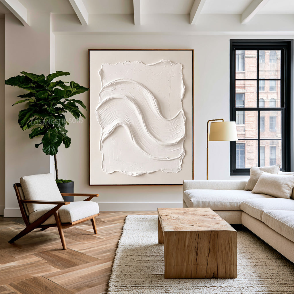 Large Organic Modern Textured Wall Art Abstract Oil Painting Sculptural Minimalist Artwork Neutral Luxury Home Decor