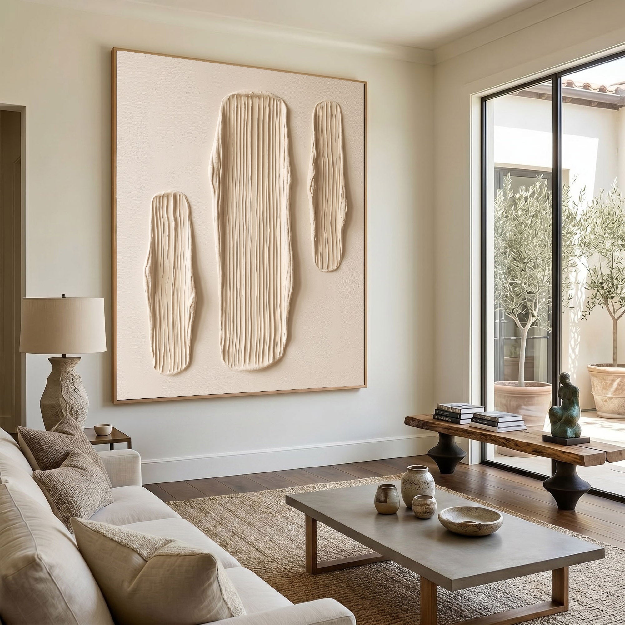 Large Textured Wall Art Abstract Plaster Painting Minimalist Neutral Modern Contemporary Interior Decor