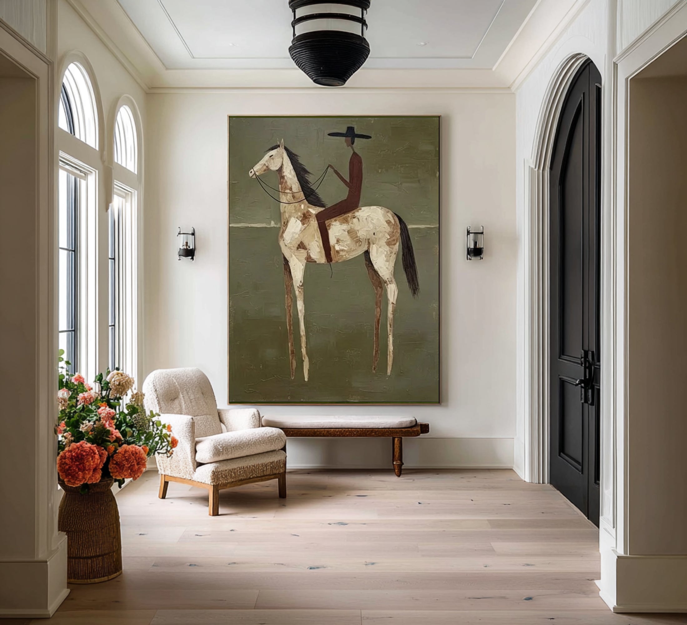 Large Abstract Horse Rider Painting Contemporary Figurative Wall Art 