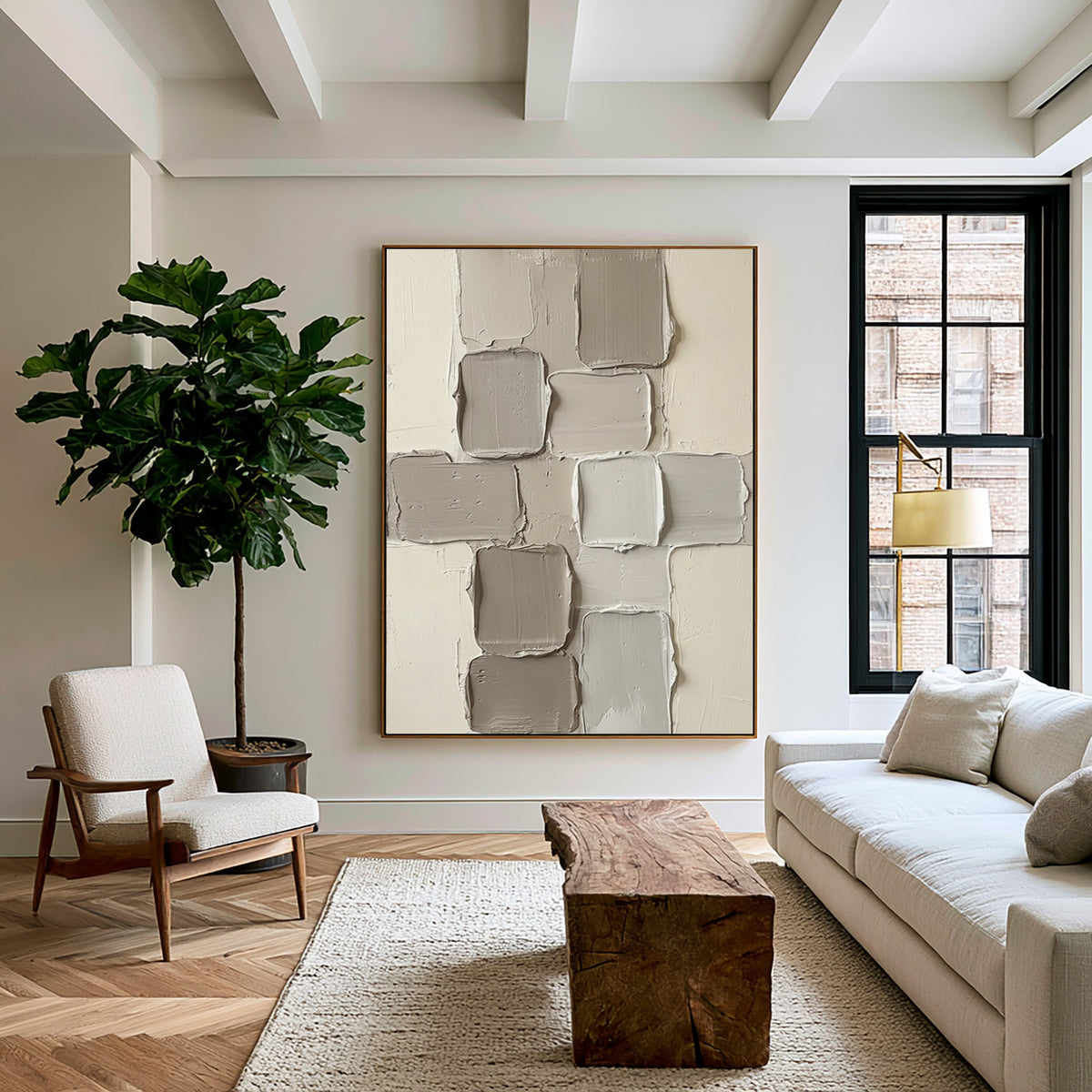 Fragments Suspended In Soft Light Large Neutral Abstract Wall Art Textured Sculptural Relief Painting