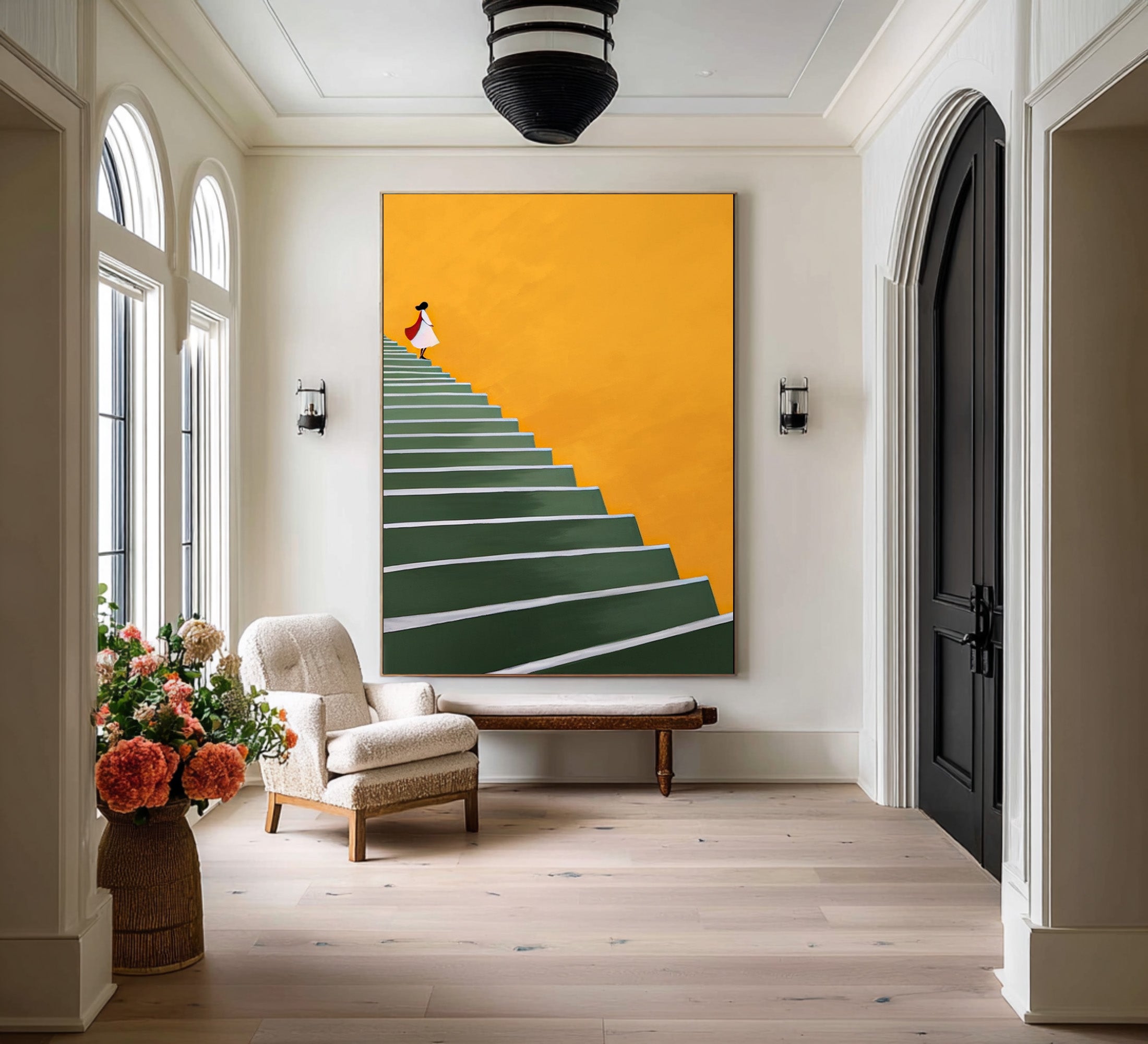 Large Contemporary Abstract Oil Painting, Minimalist Figure Art for Modern Interior | ArtvistaGallery #WAB 012