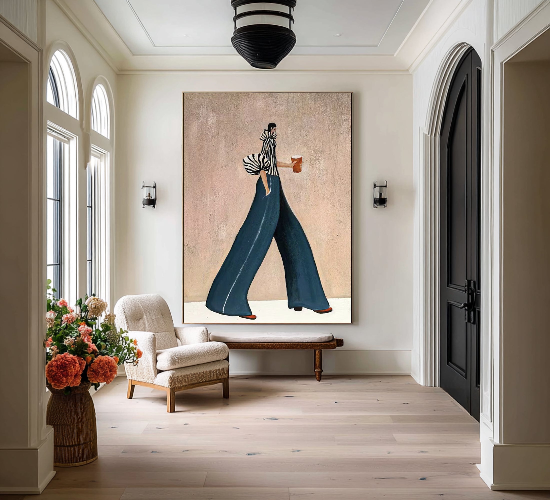 Large Fashion Woman Painting Modern Minimalist Figurative Wall Art