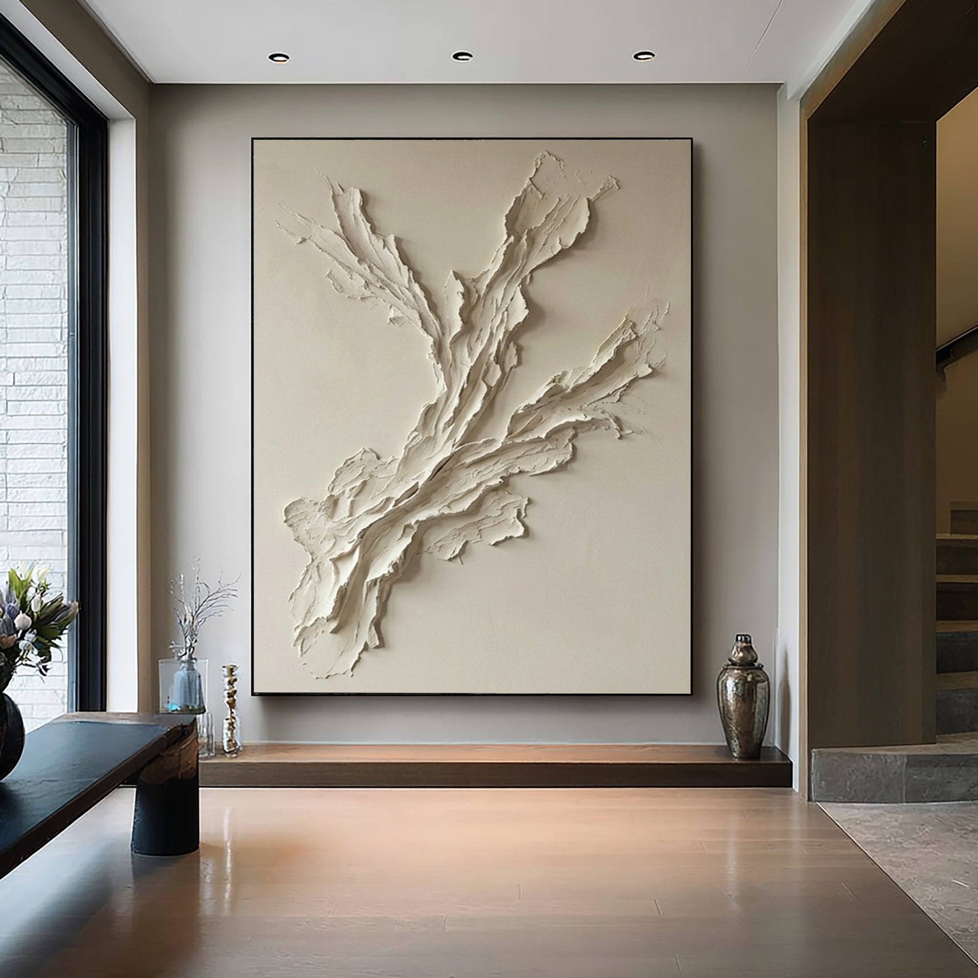 Large Organic Textured Oil Painting for Modern Neutral Wall Decor