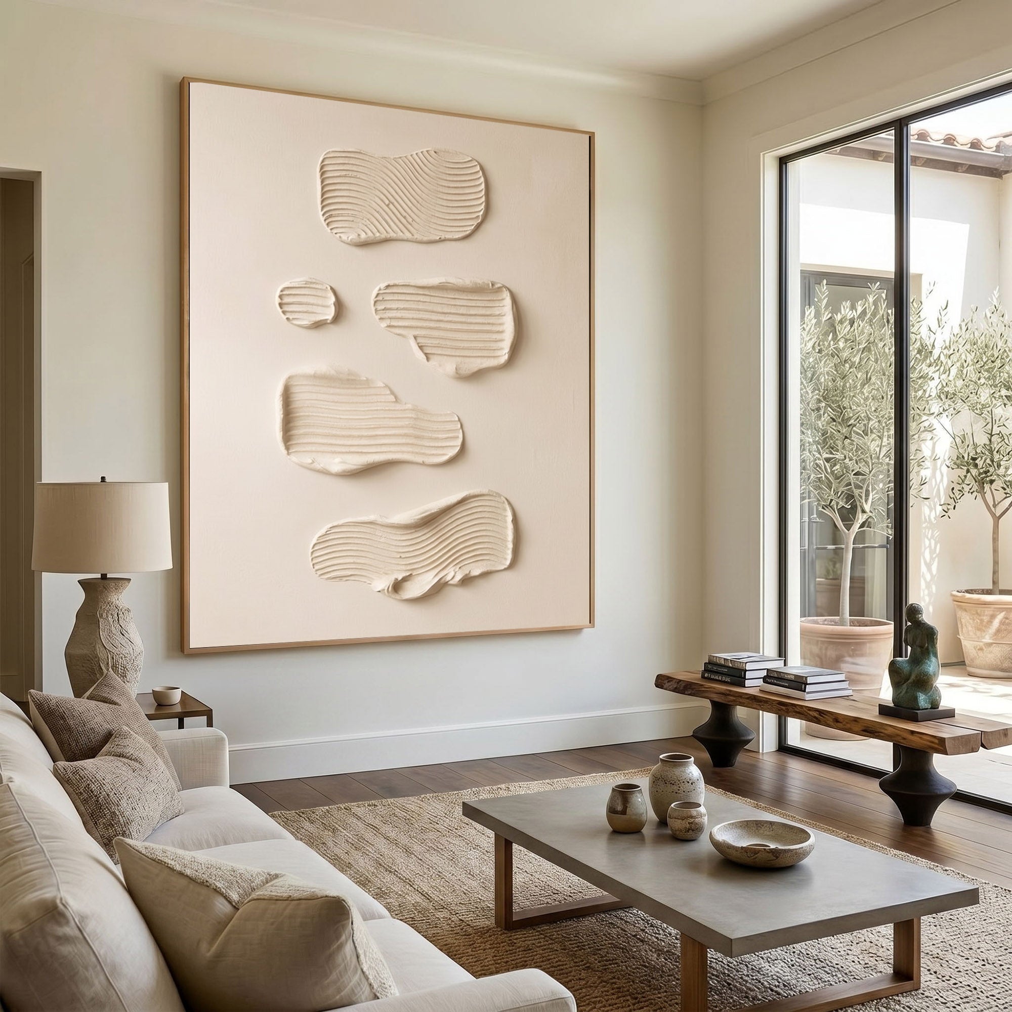 Large Textured Wall Art Minimalist Abstract Plaster Painting Neutral Modern Contemporary Home Decor