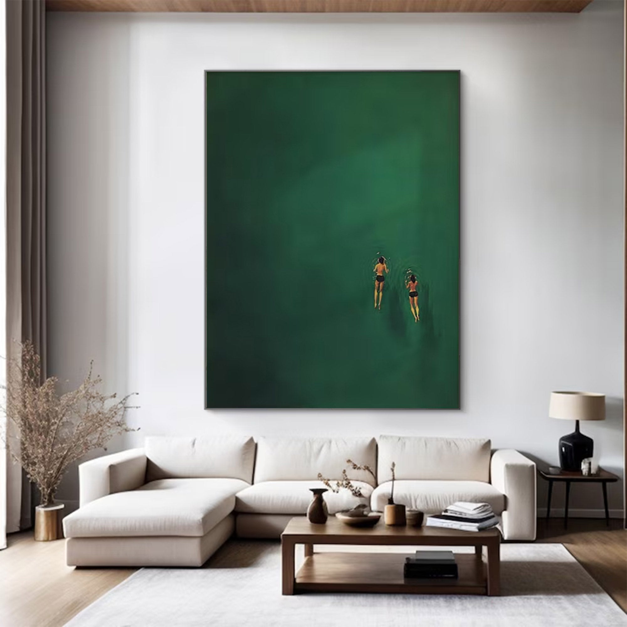 Large Green Water Swimmers Art | ArtvistaGallery  #WG 099